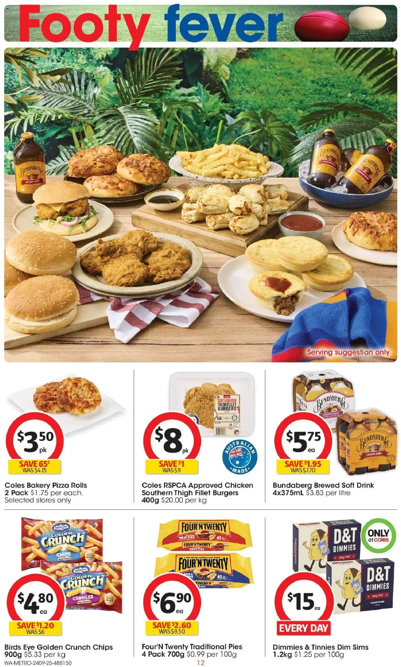 Coles catalogue - valid from 24.09.2025 | Page: 12 | Products: Pizza, Beer, Chicken, Pies