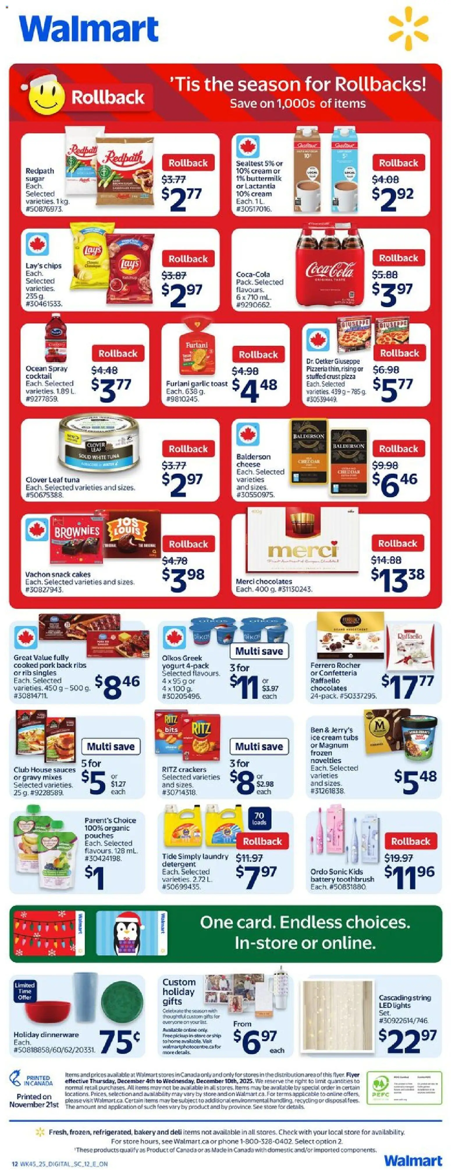 Walmart flyer valid from 04.12.2025 | Page: 2 | Products: Bakery, Cheese, Pizza, Pork
