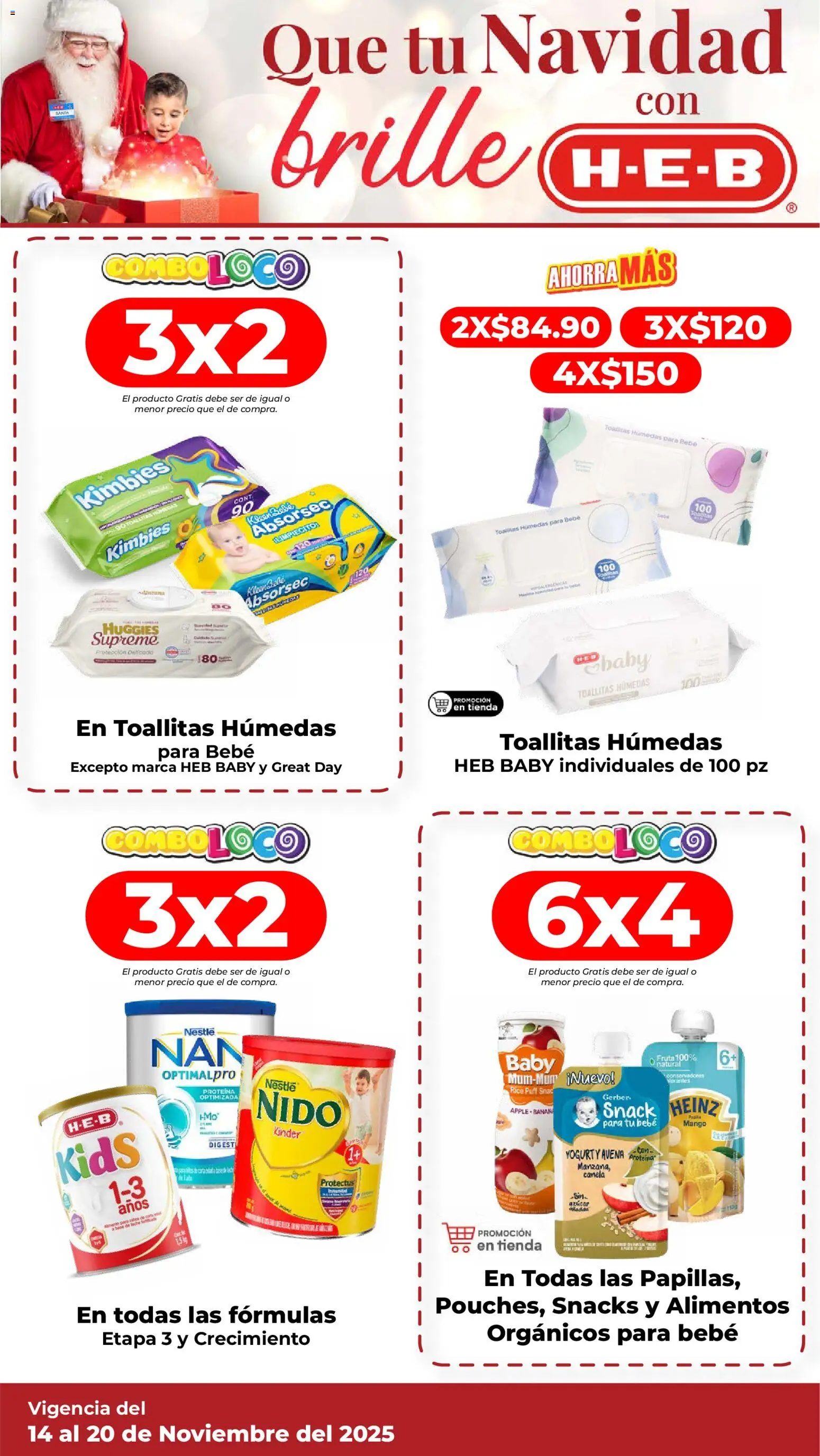 Nuevas ofertas de H-E-B válidas en toda la República Mexicana desde el 14.11.2025. ¡Encuentra las mejores ofertas en H-E-B folleto! | Página: 7 | Productos: Azúcar, Avena, Toallitas húmedas, Leche
