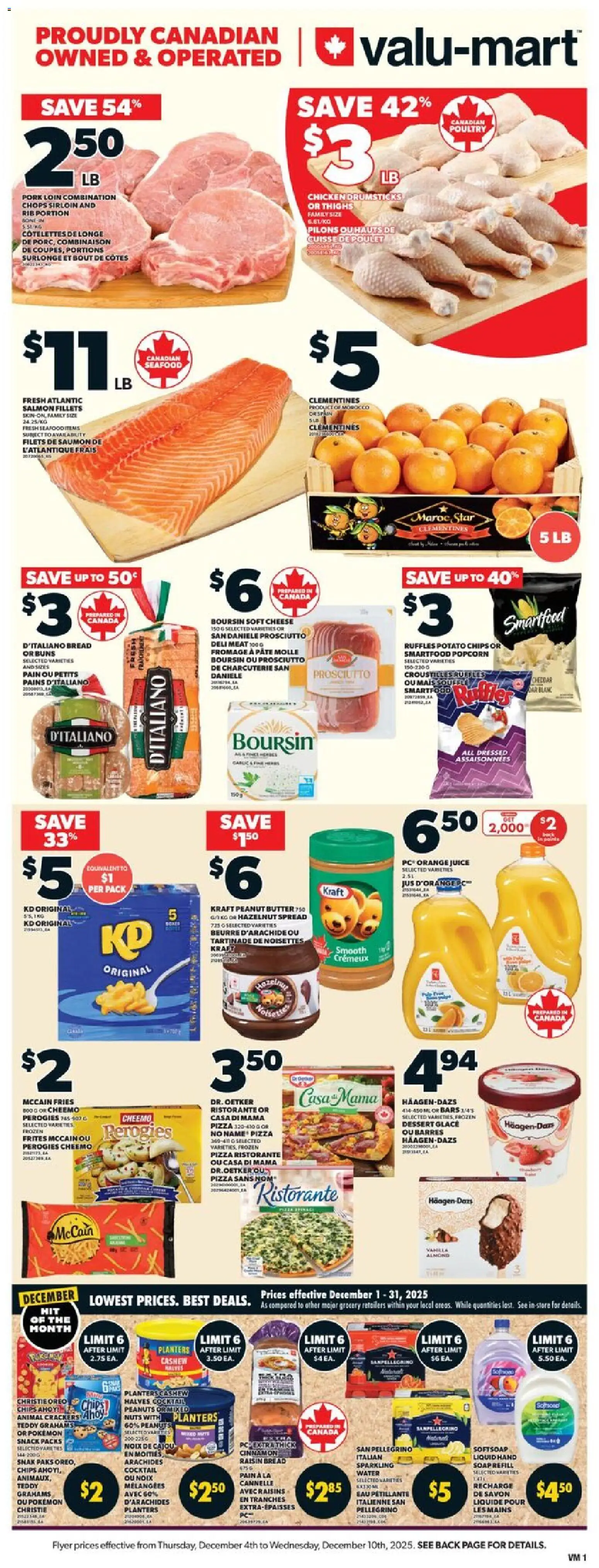 Valu Mart flyer valid from 04.12.2025 | Page: 1 | Products: Nuts, PC, Bread, Pork