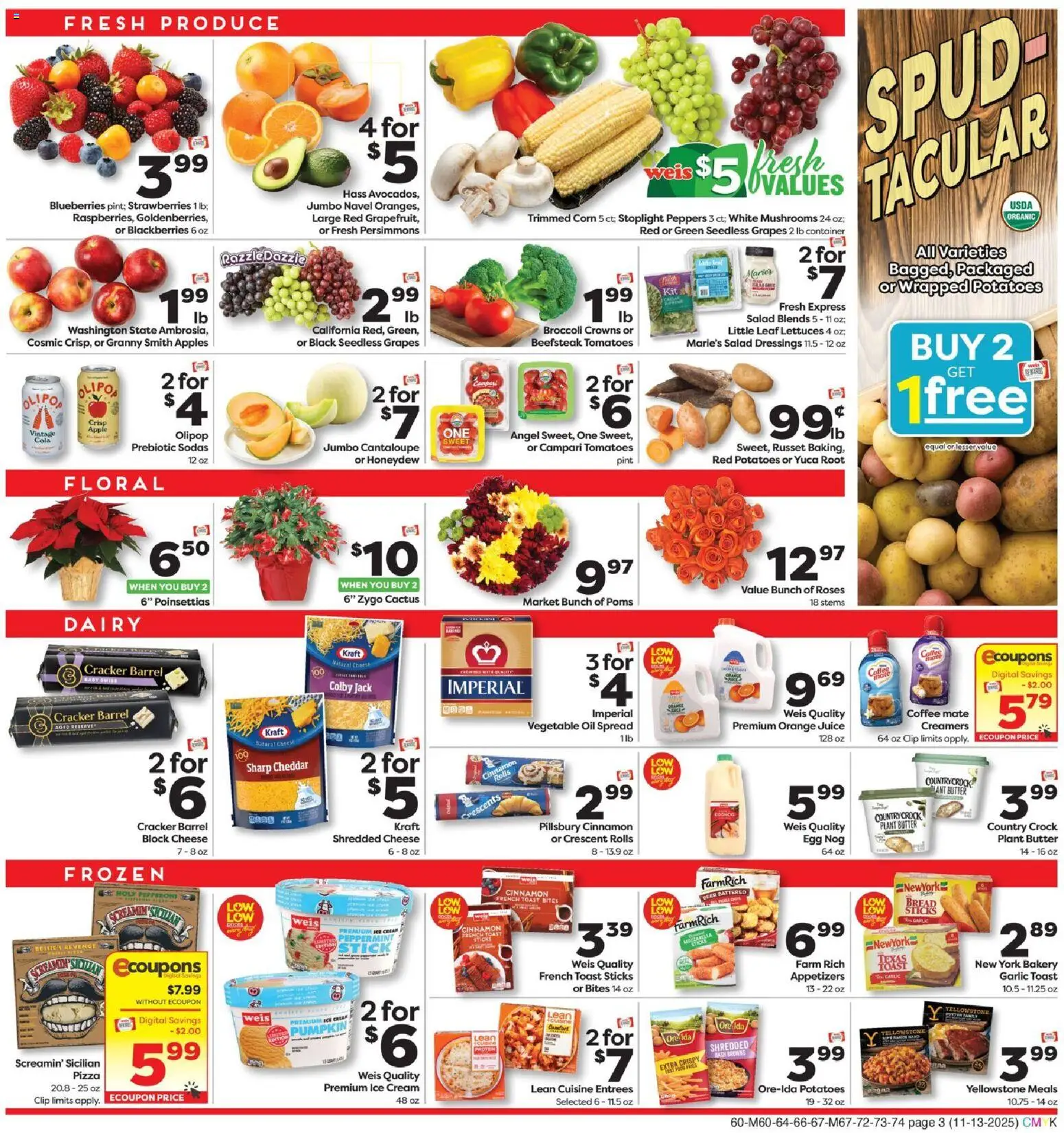Weis Weekly Circular - VA - valid from 13.11.2025 | Page: 3 | Products: Corn, Broccoli, Butter, Tomatoes