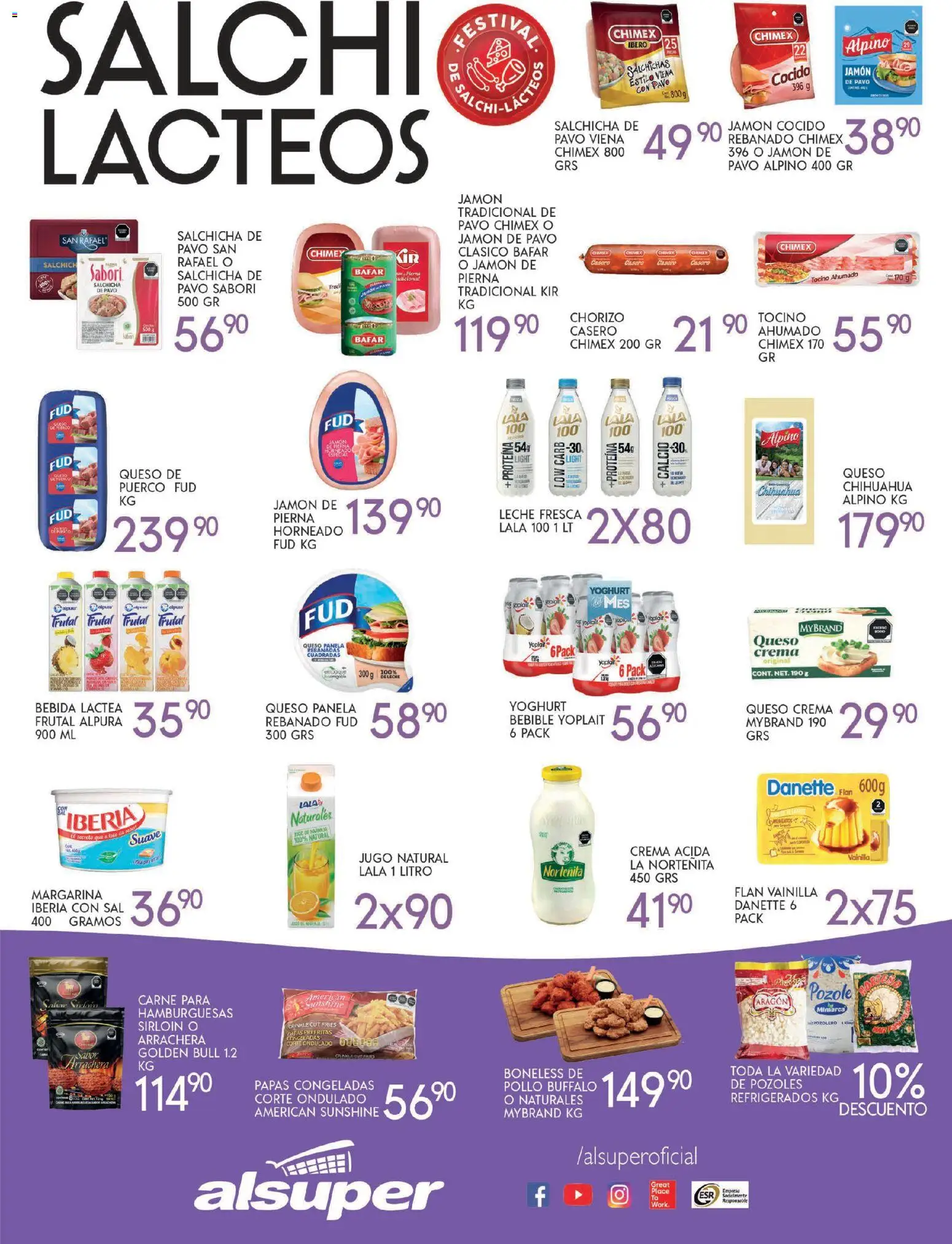 Nuevas ofertas de Alsuper válidas en toda la República Mexicana desde el 21.10.2025. ¡Encuentra las mejores ofertas en Alsuper folleto Saltillo! | Página: 3 | Productos: Tocino, Queso crema, Leche, Chorizo