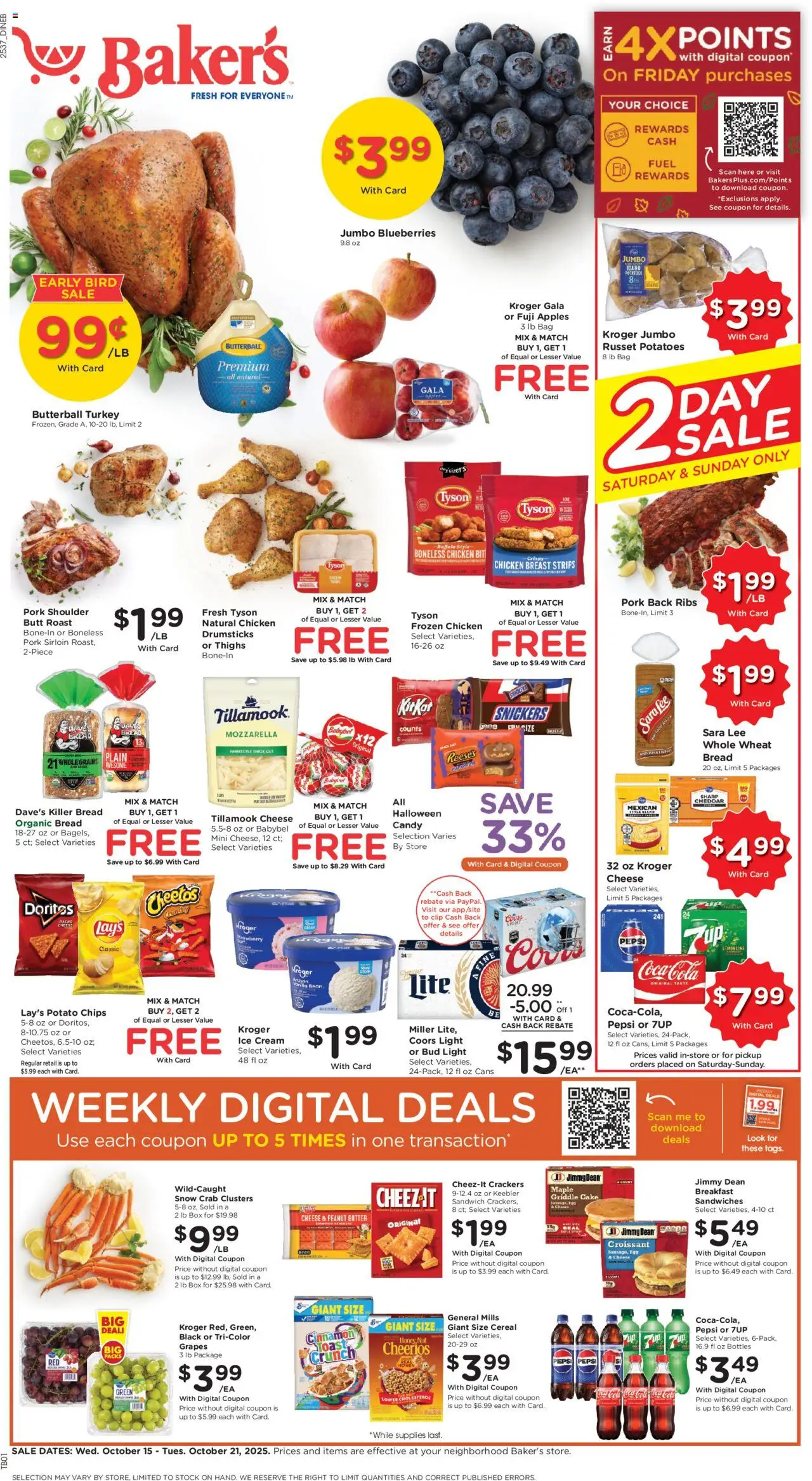 Baker's Weekly Ad - valid from 15.10.2025 | Page: 1 | Products: Box, Ice cream, Grapes, Bag