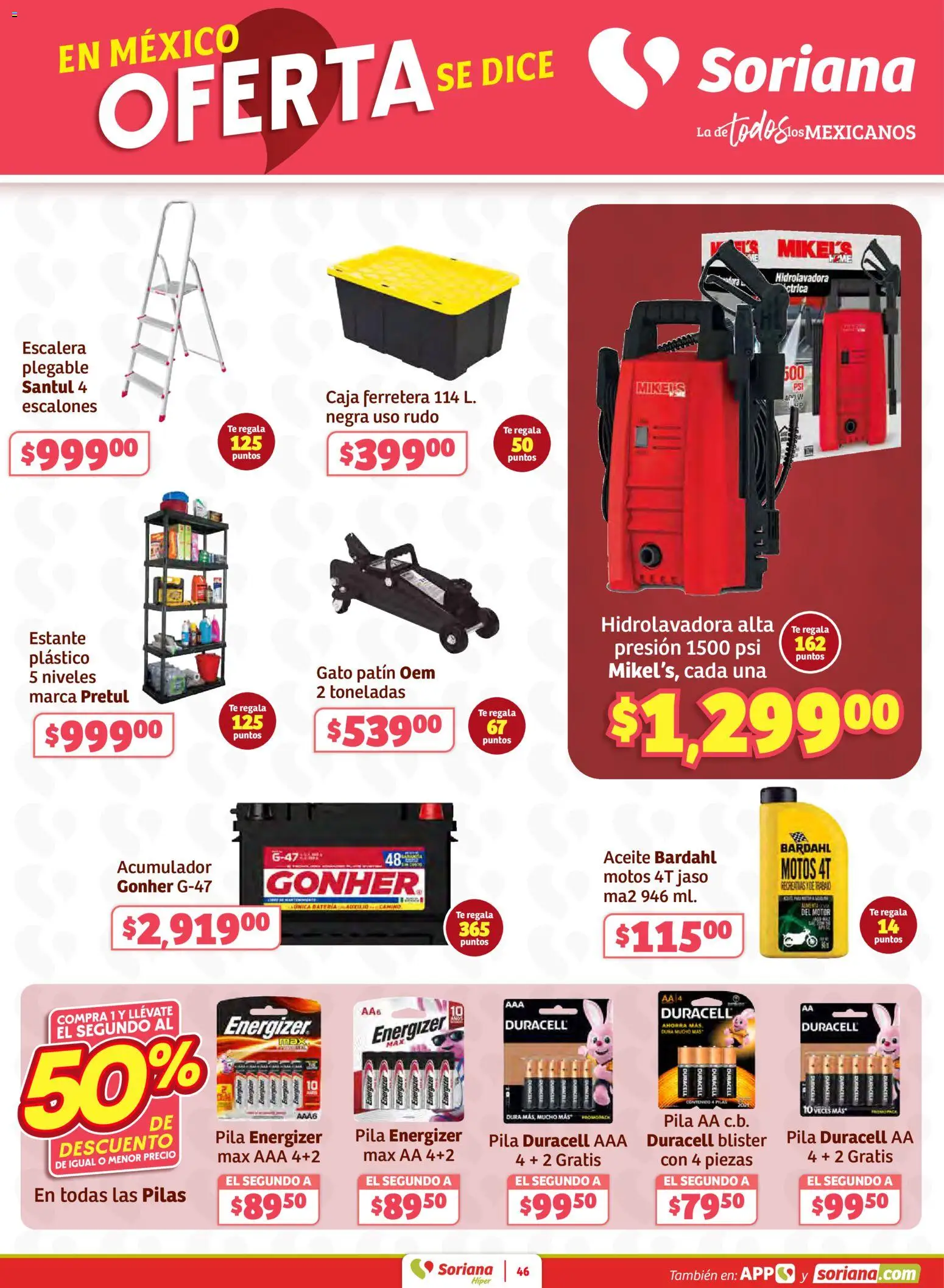 Nuevas ofertas de Soriana válidas en toda la República Mexicana desde el 02.01.2026. ¡Encuentra las mejores ofertas en Soriana - Preciazazaso Híper: Camp, Chia, Oax, Q. Roo, Tab, Yuc! | Página: 46 | Productos: Aceite, Pila, Caja, Pilas