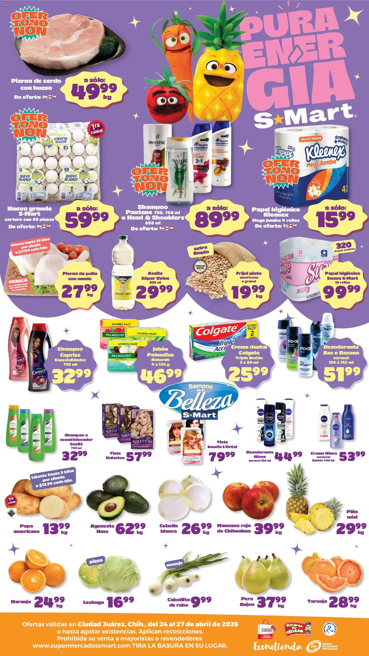 Nuevas ofertas de S-Mart válidas en toda la República Mexicana desde el 24.04.2026. ¡Encuentra las mejores ofertas en S-Mart folleto Juárez! | Página: 2 | Productos: Crema, Manzana, Piña, Body