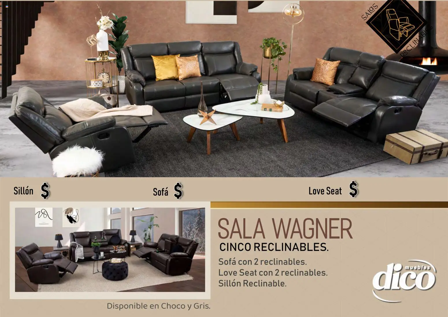 Nuevas ofertas de Muebles Dico válidas en toda la República Mexicana desde el 27.03.2026. ¡Encuentra las mejores ofertas en Muebles Dico catálogo Salas reclinables ! | Página: 10 | Productos: Sofá, Sillón