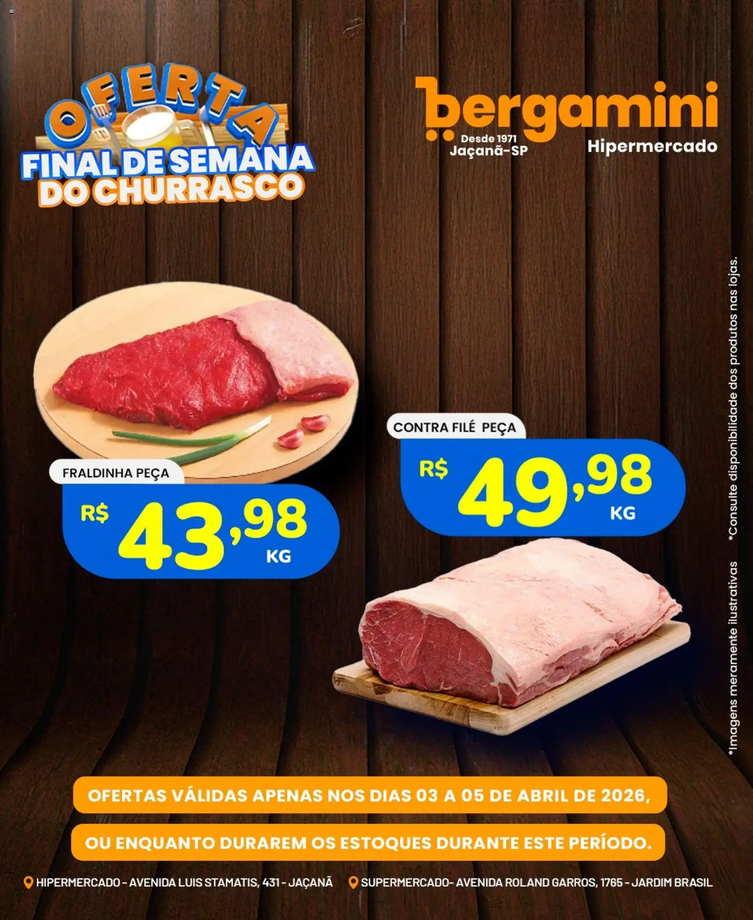 Supermercado Bergamini Folheto - válido de 03.04.2026 | Página: 1 | Produtos: Contra filé, Fraldinha