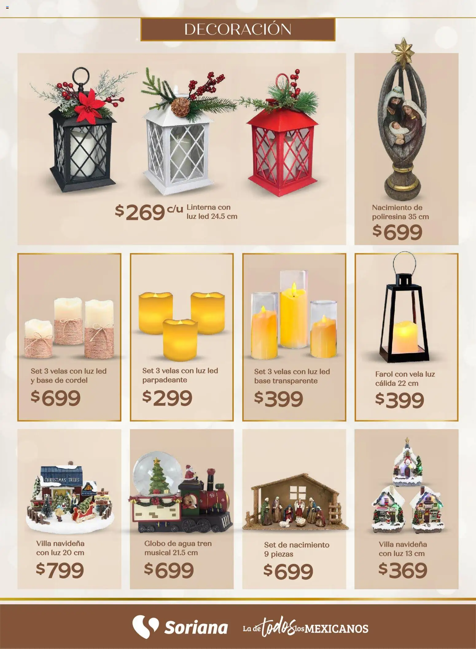 Nuevas ofertas de Soriana válidas en toda la República Mexicana desde el 25.09.2025. ¡Encuentra las mejores ofertas en Soriana - Decoración Navideña Súper Nacional! | Página: 51 | Productos: Farol, Linterna, Agua, Vela