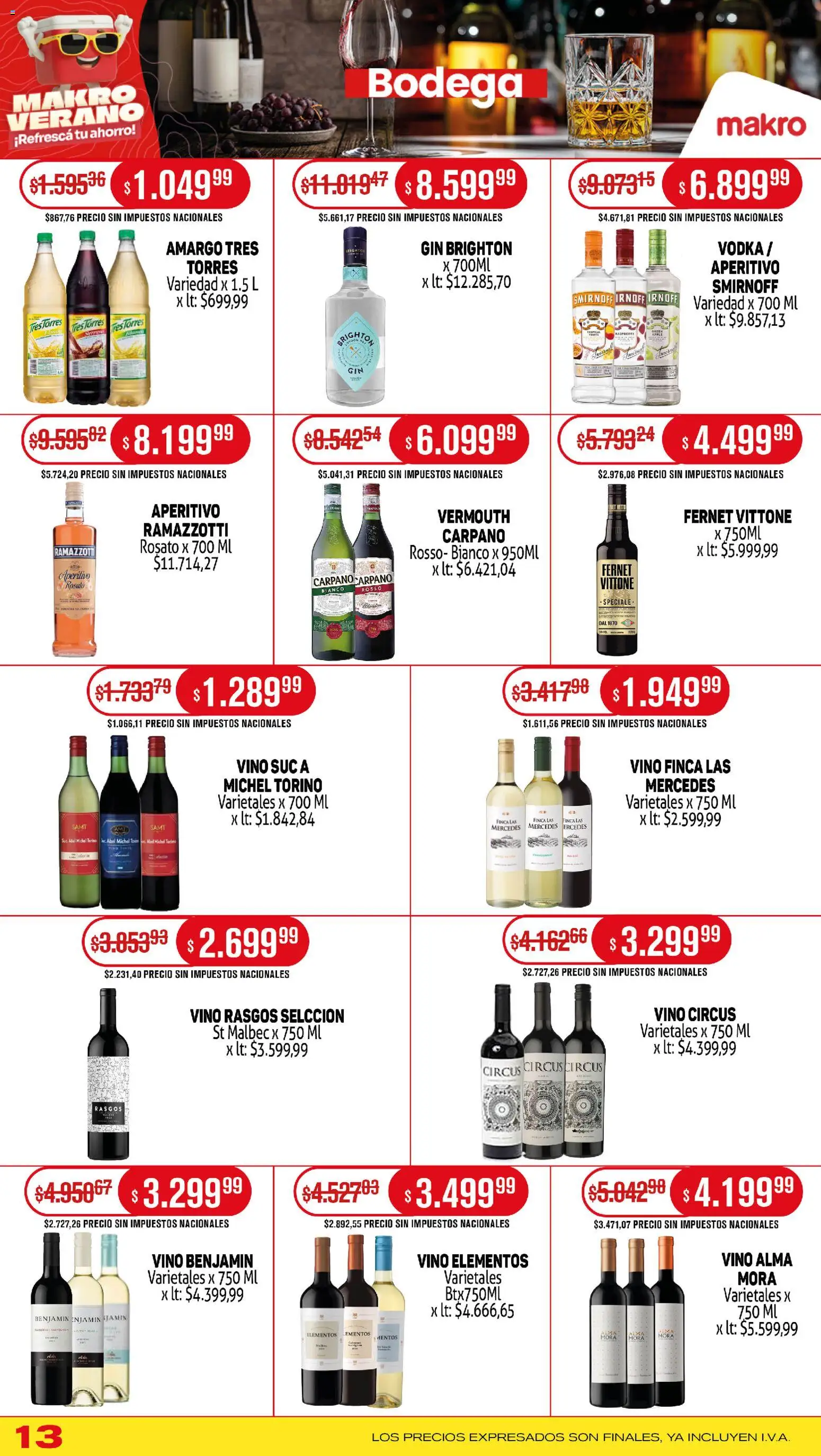 Makro ofertas │ válido desde el 02.01.2026 | Página: 13 | Productos: Vodka, Gin, Fernet, Vino