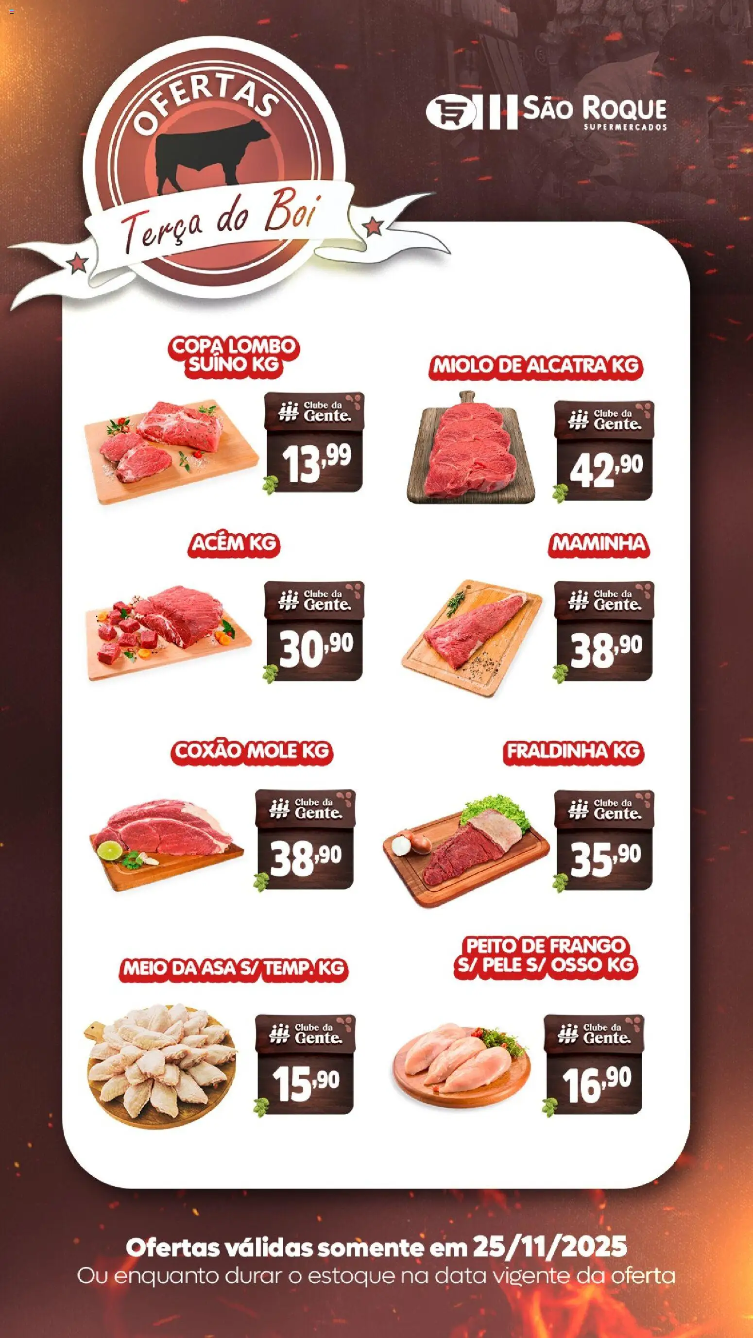 São Roque Supermercados Folheto - válido de 25.11.2025 | Página: 1 | Produtos: Acém, Maminha, Lombo, Peito de frango
