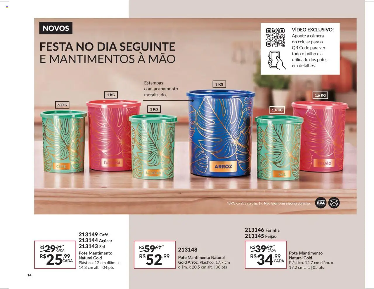 Avon Folheto - válido de 07.10.2025 | Página: 14 | Produtos: Feijão, Açúcar, Sal, Vídeo