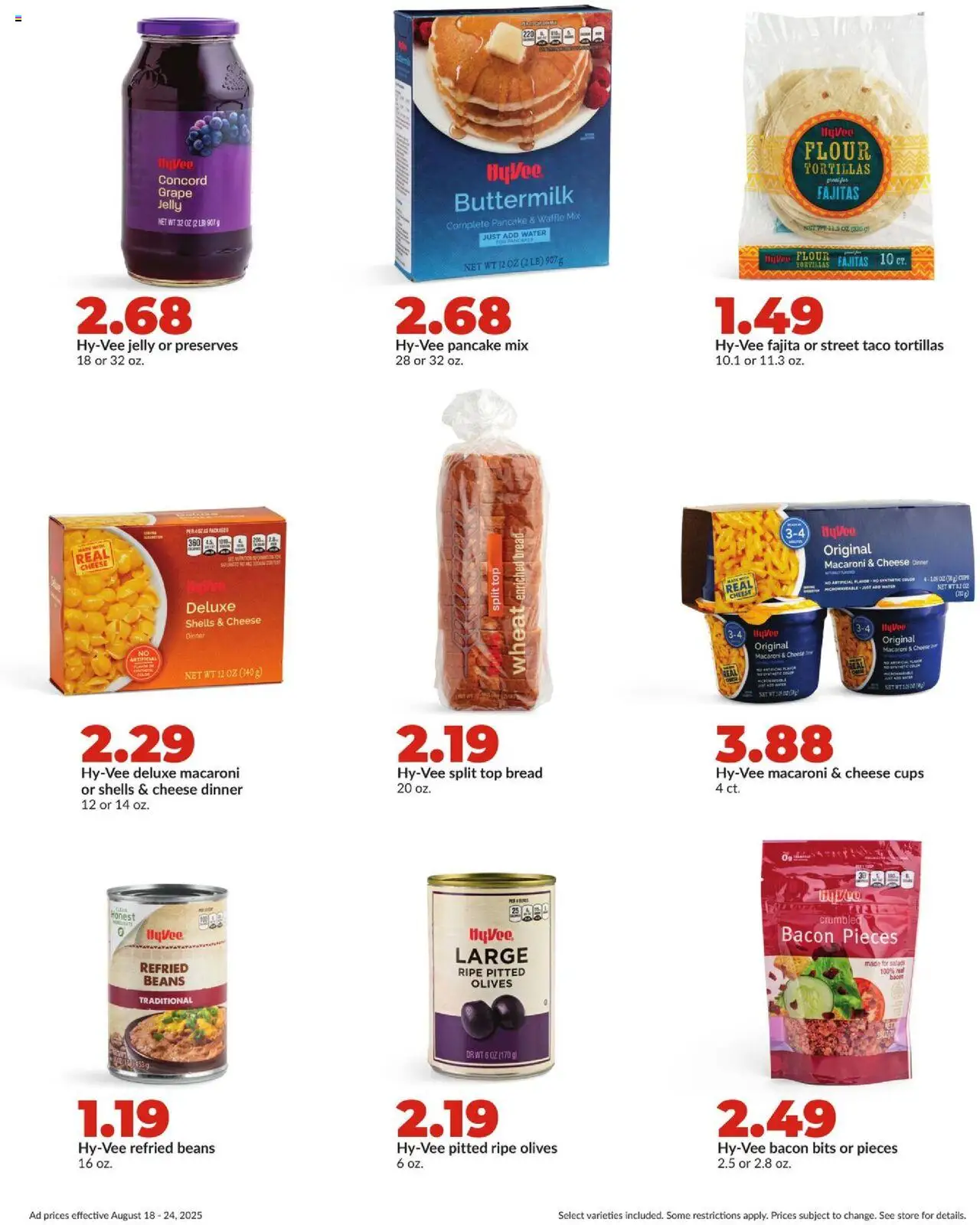 HyVee Weekly Ad - valid from 18.08.2025 | Page: 18 | Products: Cheese, Bread, Water