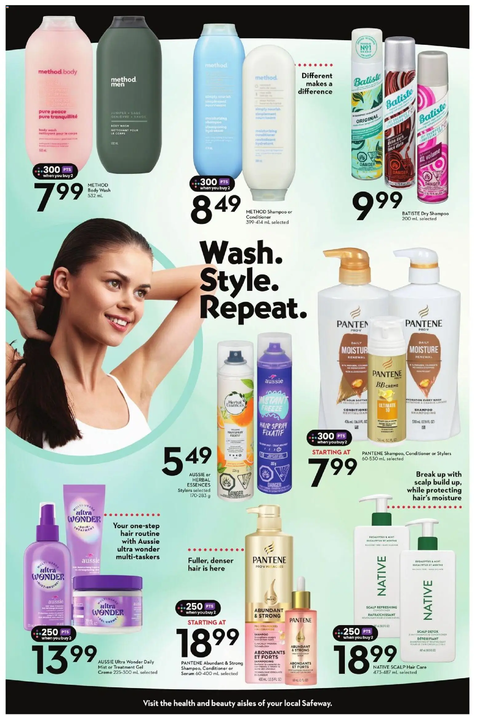 Safeway flyer valid from 12.02.2026 | Page: 8 | Products: Shampoo, Conditioner, Hair spray, Body wash