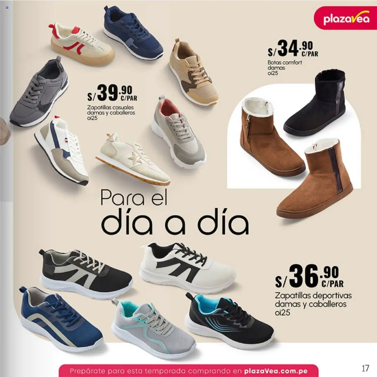 Catálogo Plaza Vea válido desde 16.06.2025 | Página: 17 | Productos: Zapatillas deportivas, Botas, Zapatillas