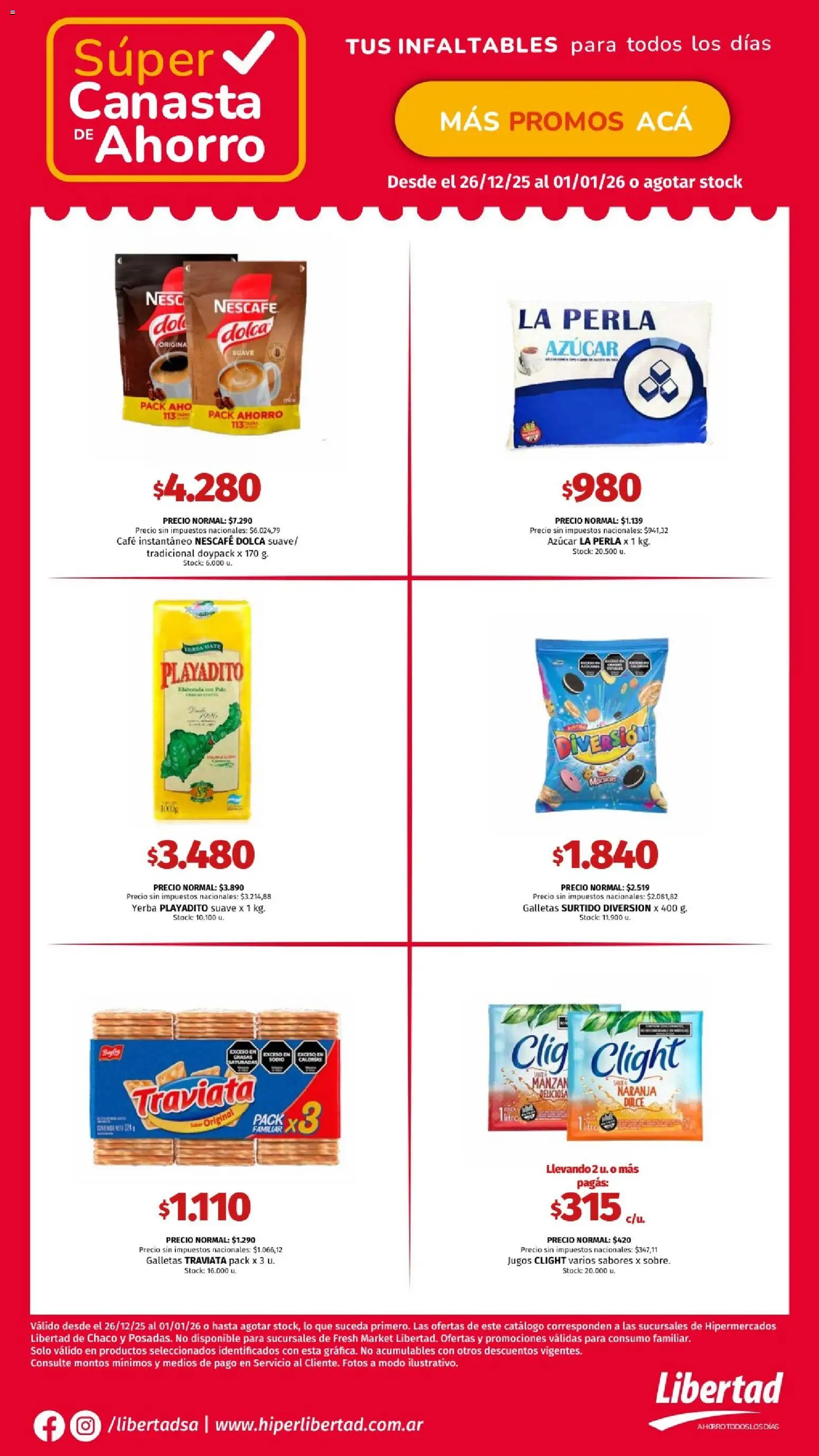 Hipermercado Libertad - CANASTA │ válido desde el 26.12.2025 | Página: 6 | Productos: Azucar, Yerba, Café, Canasta