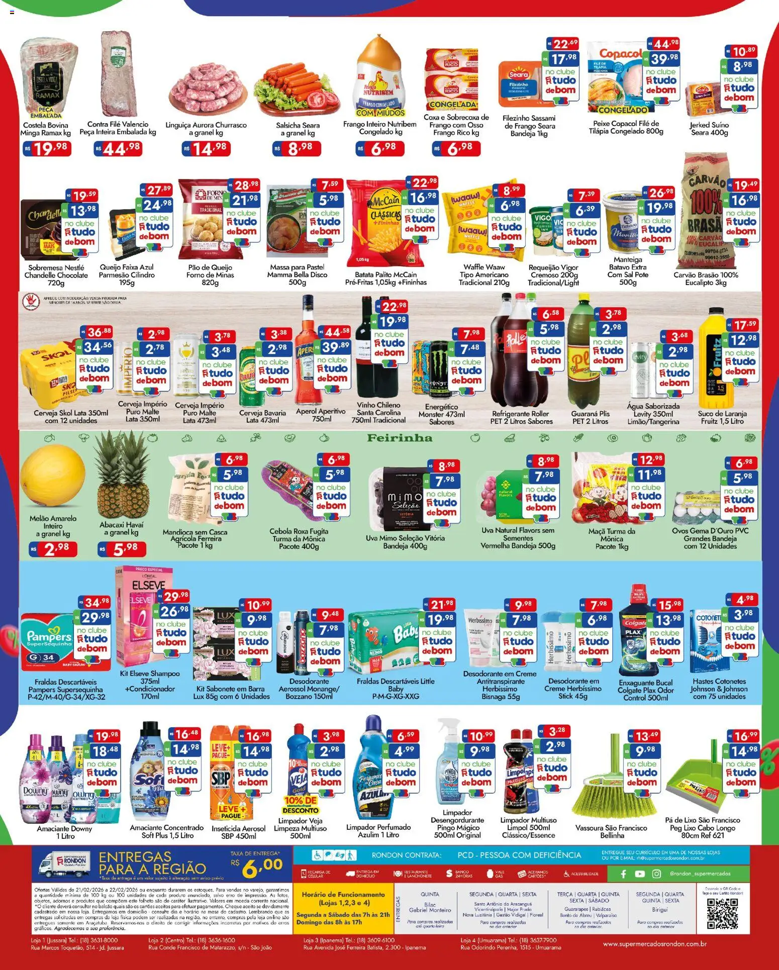 Supermercados Rondon Folheto - válido de 21.02.2026 | Página: 2 | Produtos: Mandioca, Energético, Desodorante, Disco