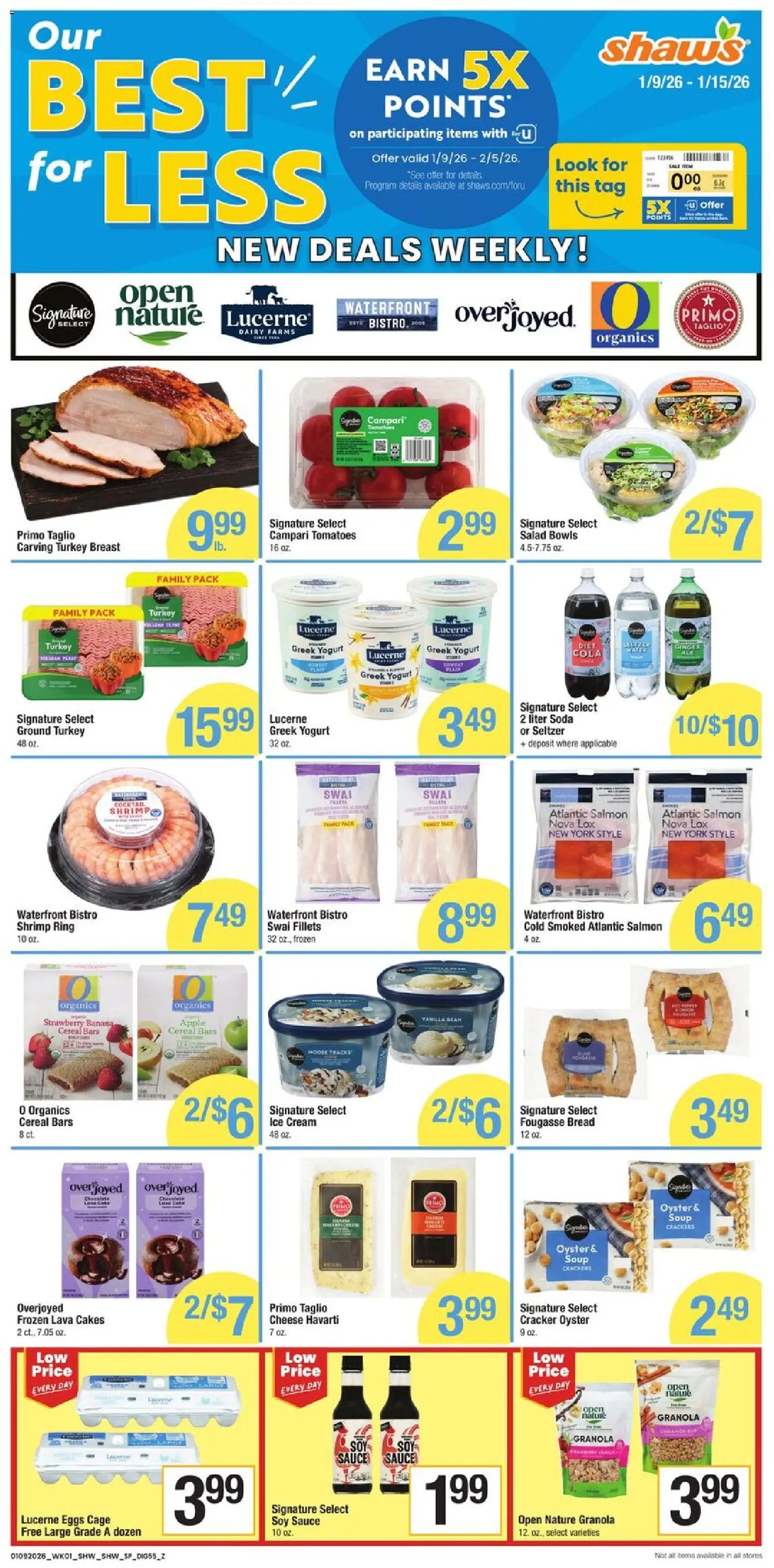 Shaw's Weekly Ad - valid from 09.01.2026 | Page: 5 | Products: Ginger, Tomatoes, Salad, 2人掛けソファ