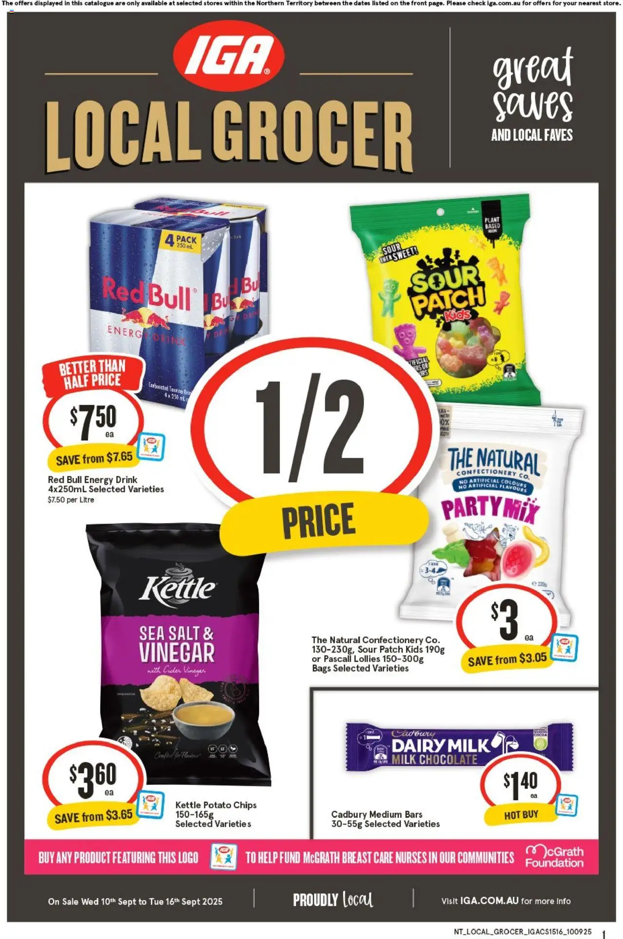 IGA catalogue - valid from 10.09.2025 | Page: 1 | Products: Milk, Salt, Vinegar, Foundation