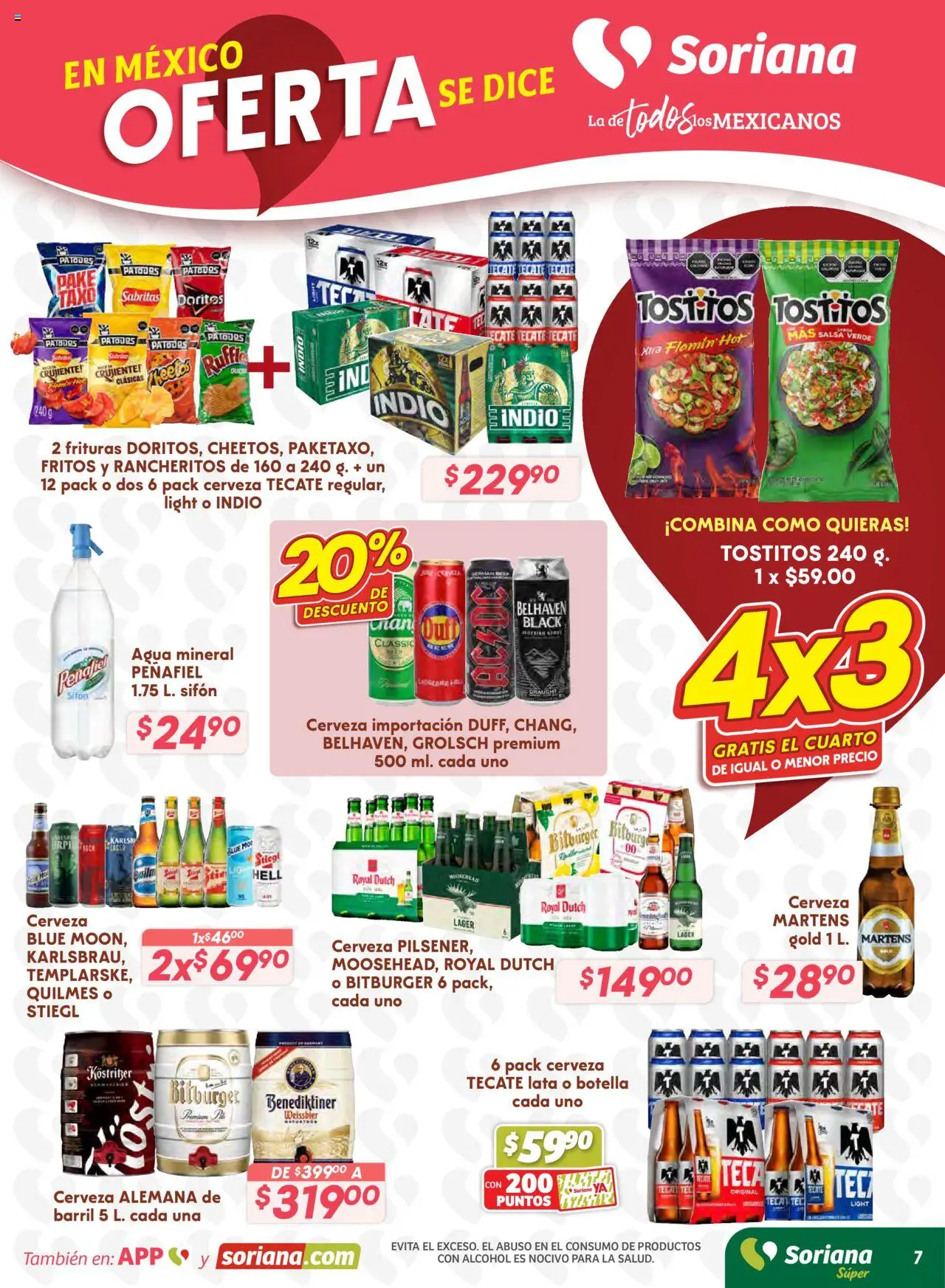 Nuevas ofertas de Soriana válidas en toda la República Mexicana desde el 16.10.2025. ¡Encuentra las mejores ofertas en Soriana - Preciazazaso Súper: Camp, Chia, Oax, Q. Roo, Tab, Yuc! | Página: 14 | Productos: Agua, Cerveza, Botella
