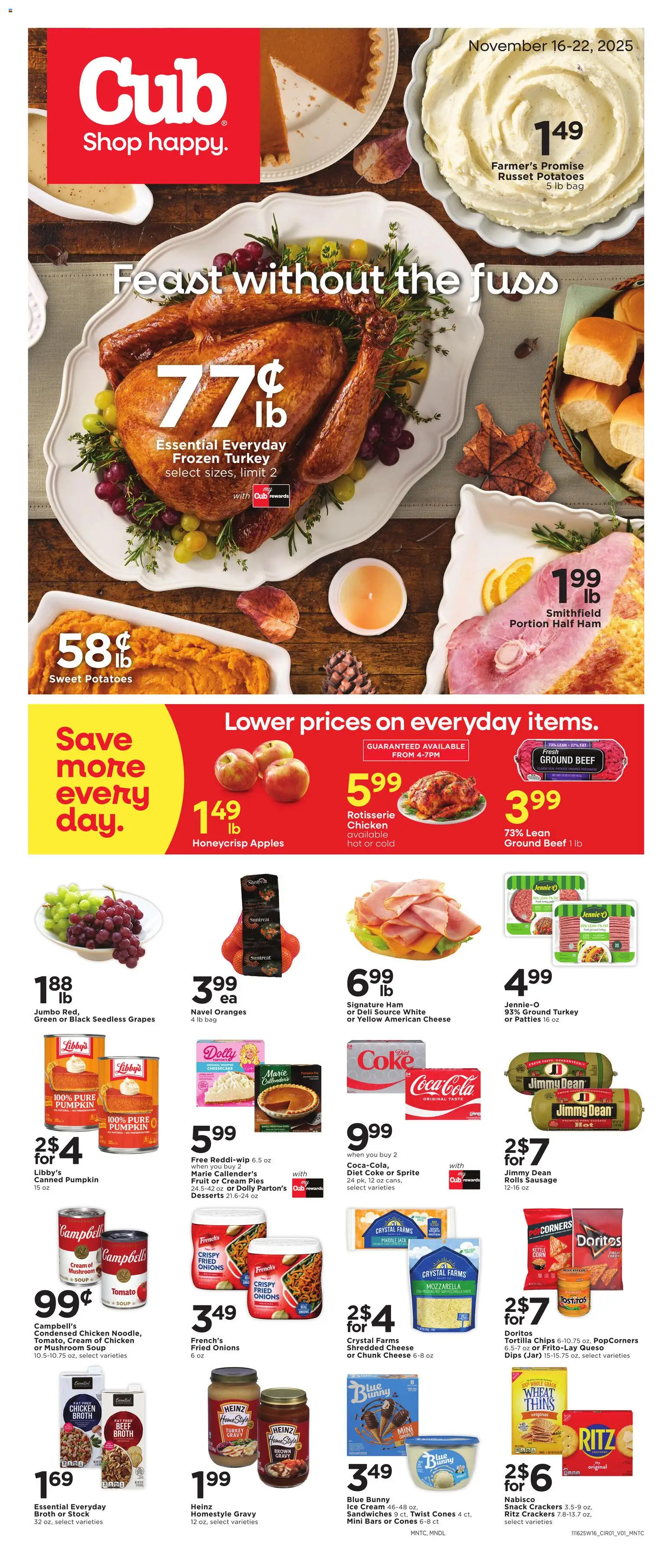 Cub Foods Weekly Ad - valid from 16.11.2025 | Page: 1 | Products: Apples, Oranges, Sausage, Pumpkin