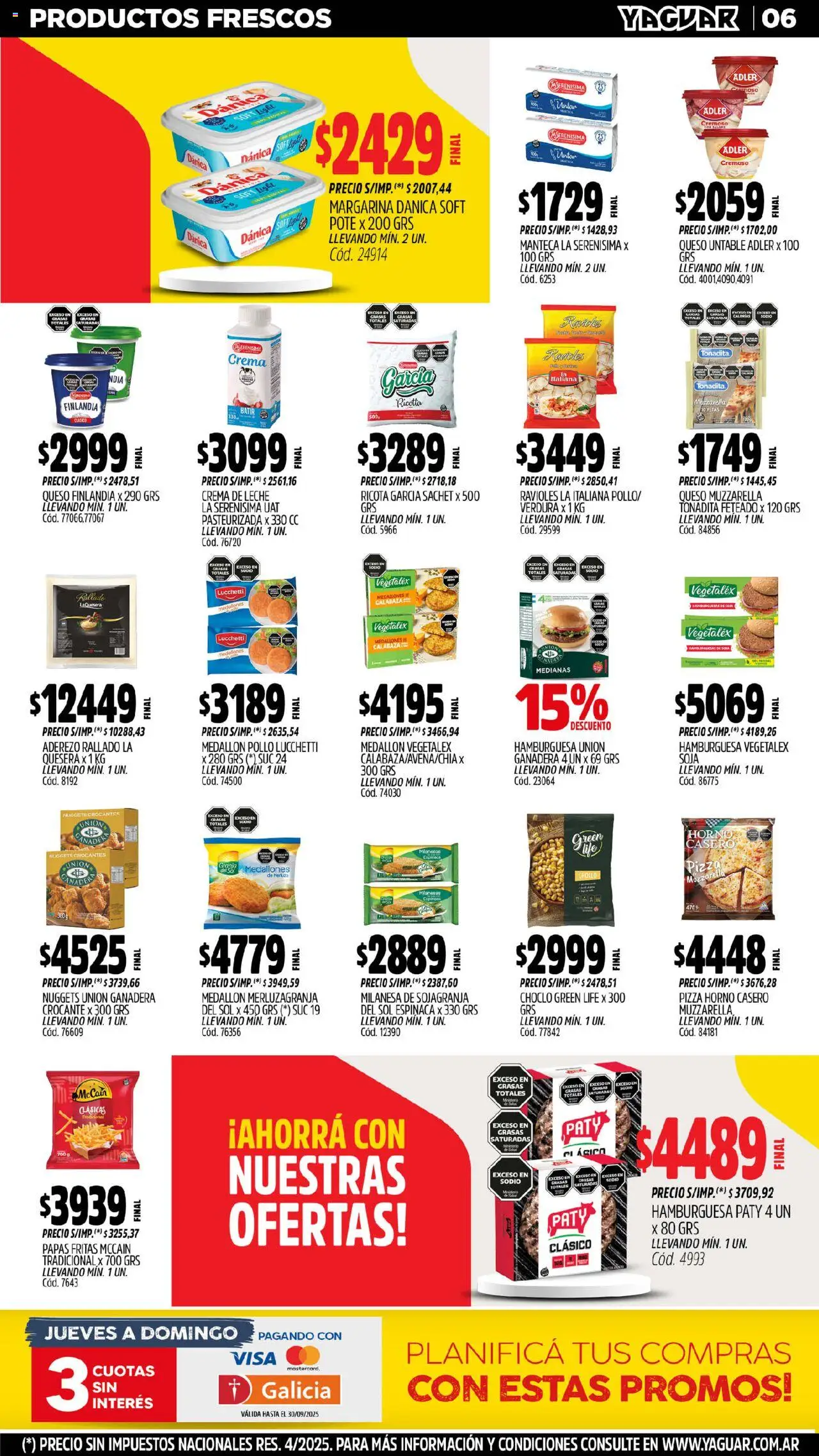 Yaguar - General Roca │ válido desde el 08.09.2025 | Página: 8 | Productos: Milanesa, Muzzarella, Manteca, Pizza