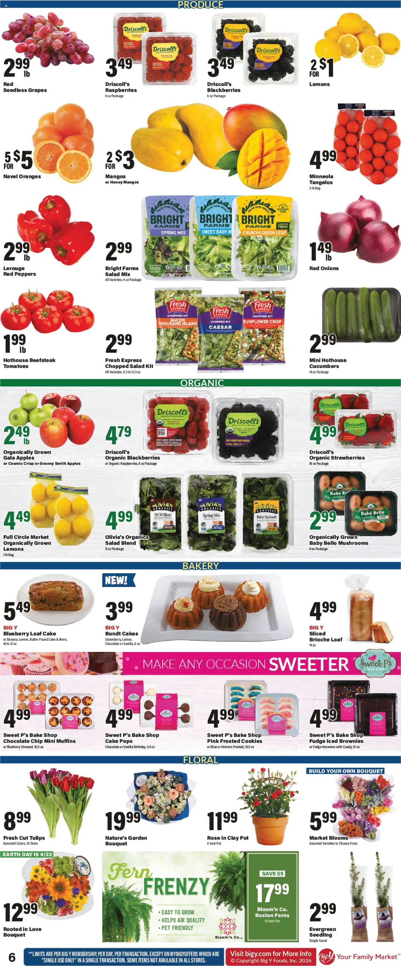 Big Y Weekly Ad - valid from 16.04.2026 | Page: 9 | Products: Peppers, Mushrooms, Spinach, Cucumbers