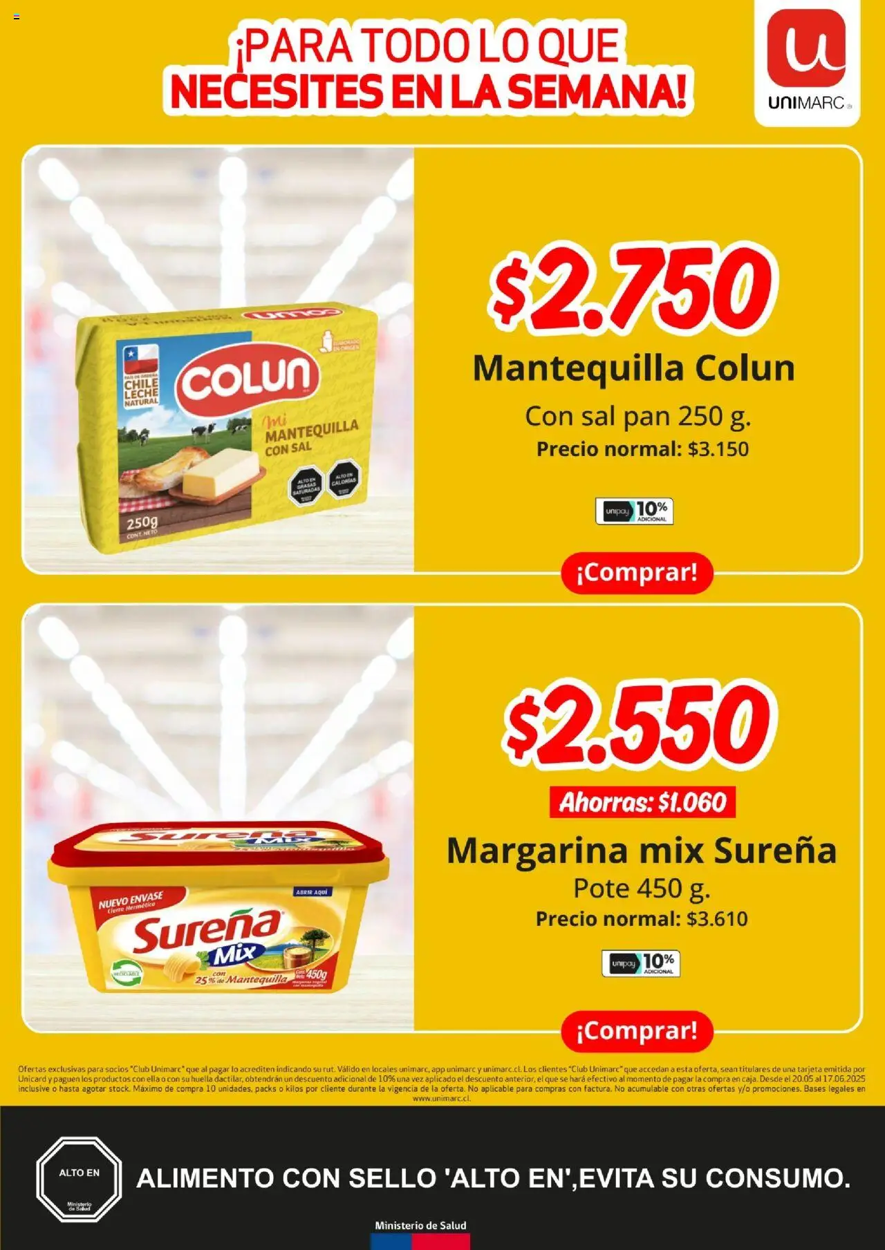 Unimarc Ofertas │ válido desde el 30.05.2025 | Página: 6 | Productos: Sal, Margarina, Leche, Pan