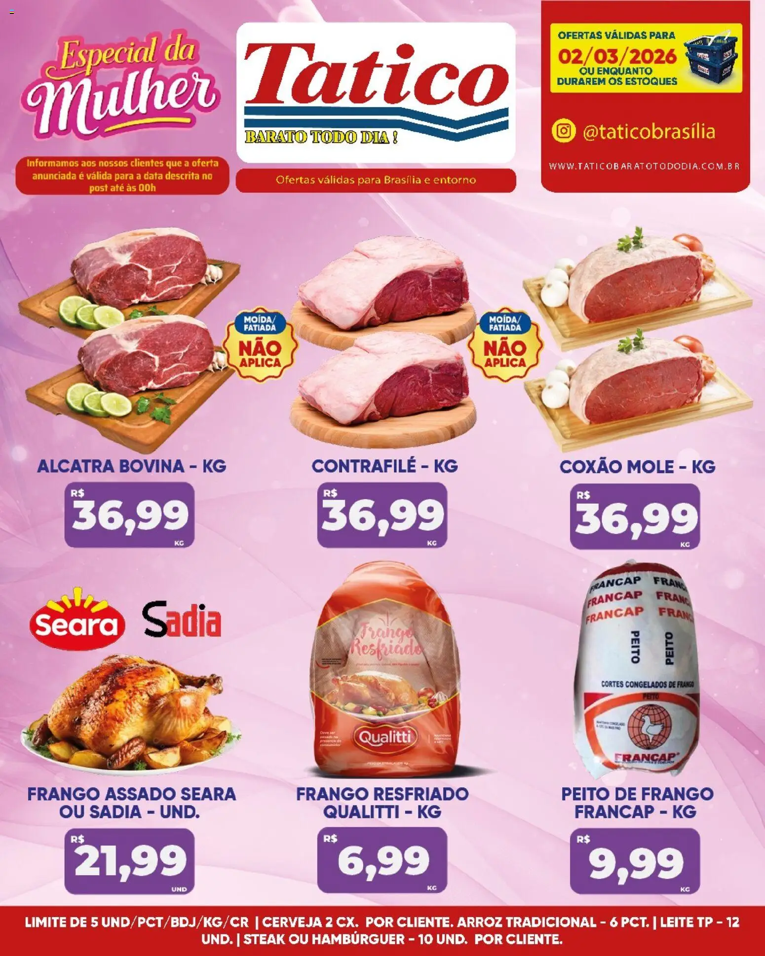 Tatico Folheto - válido de 03.03.2026 | Página: 28 | Produtos: Leite, Cerveja, Hambúrguer, Peito de frango