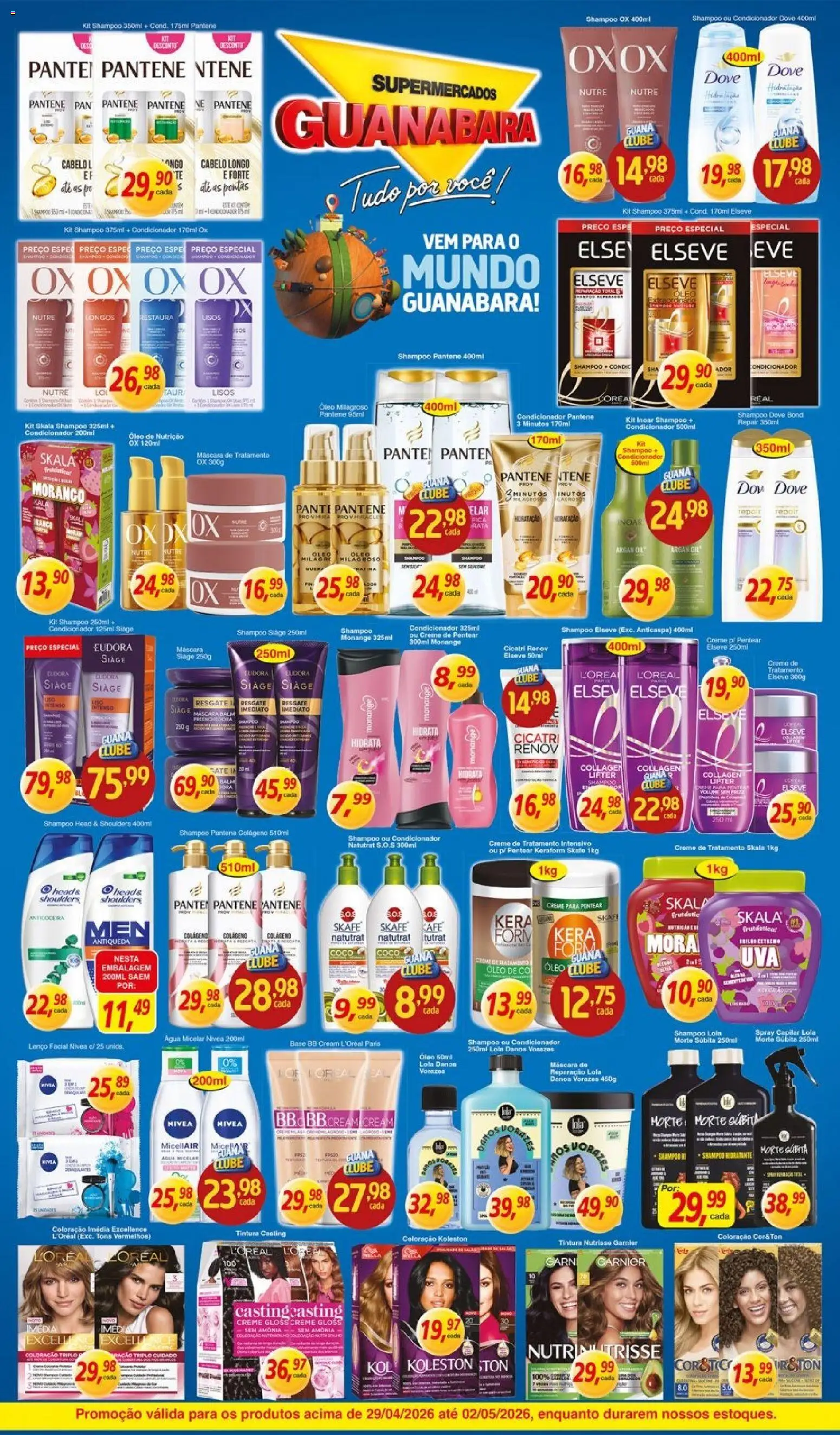 Supermercados Guanabara Folheto - válido de 29.04.2026 | Página: 10 | Produtos: Shampoo, Água micelar, Shampoo pantene, Kit skala