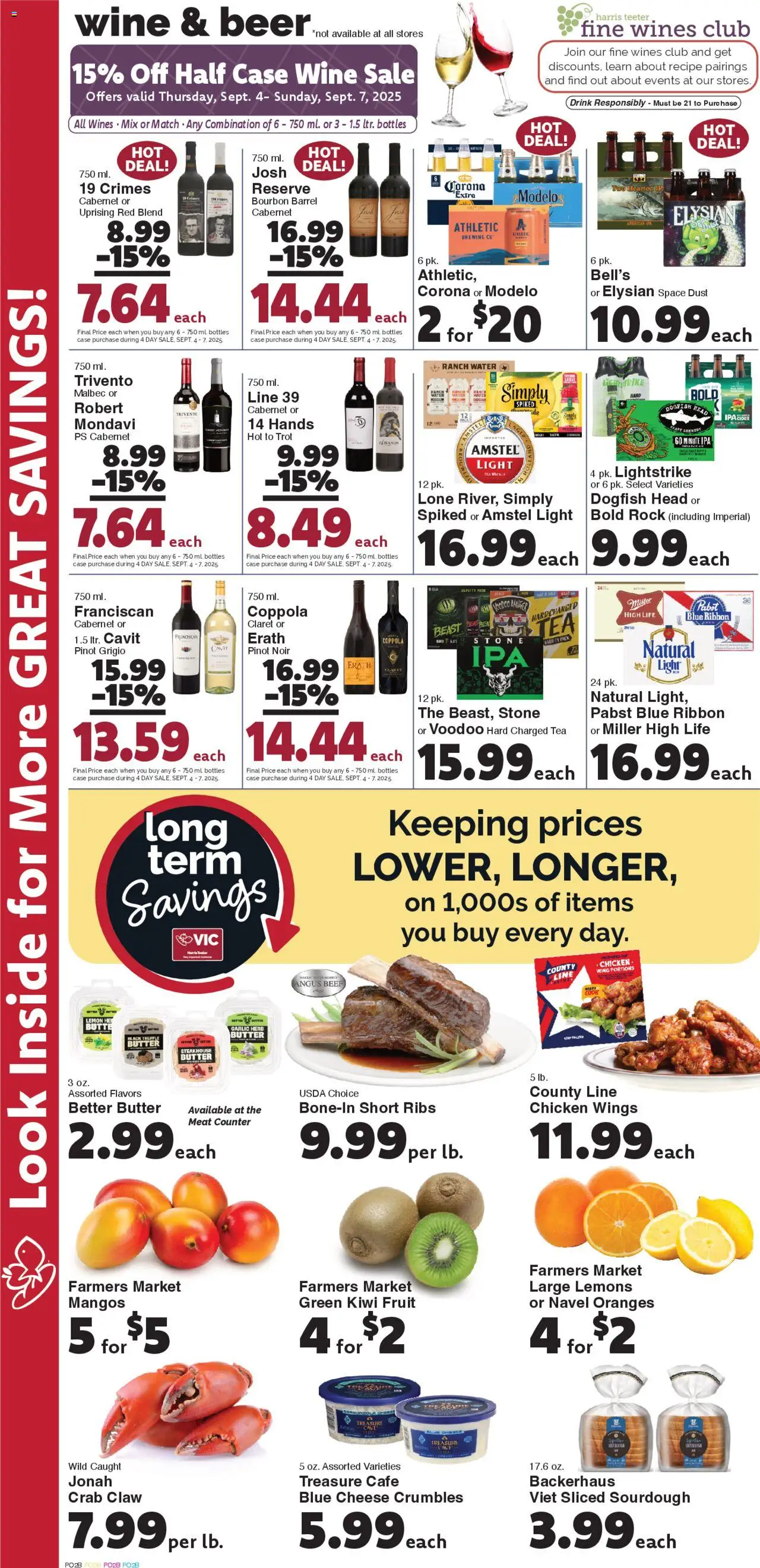 Harris Teeter Weekly Ad - NC - valid from 03.09.2025 | Page: 8 | Products: Wine, Oranges, Bourbon, Lemon