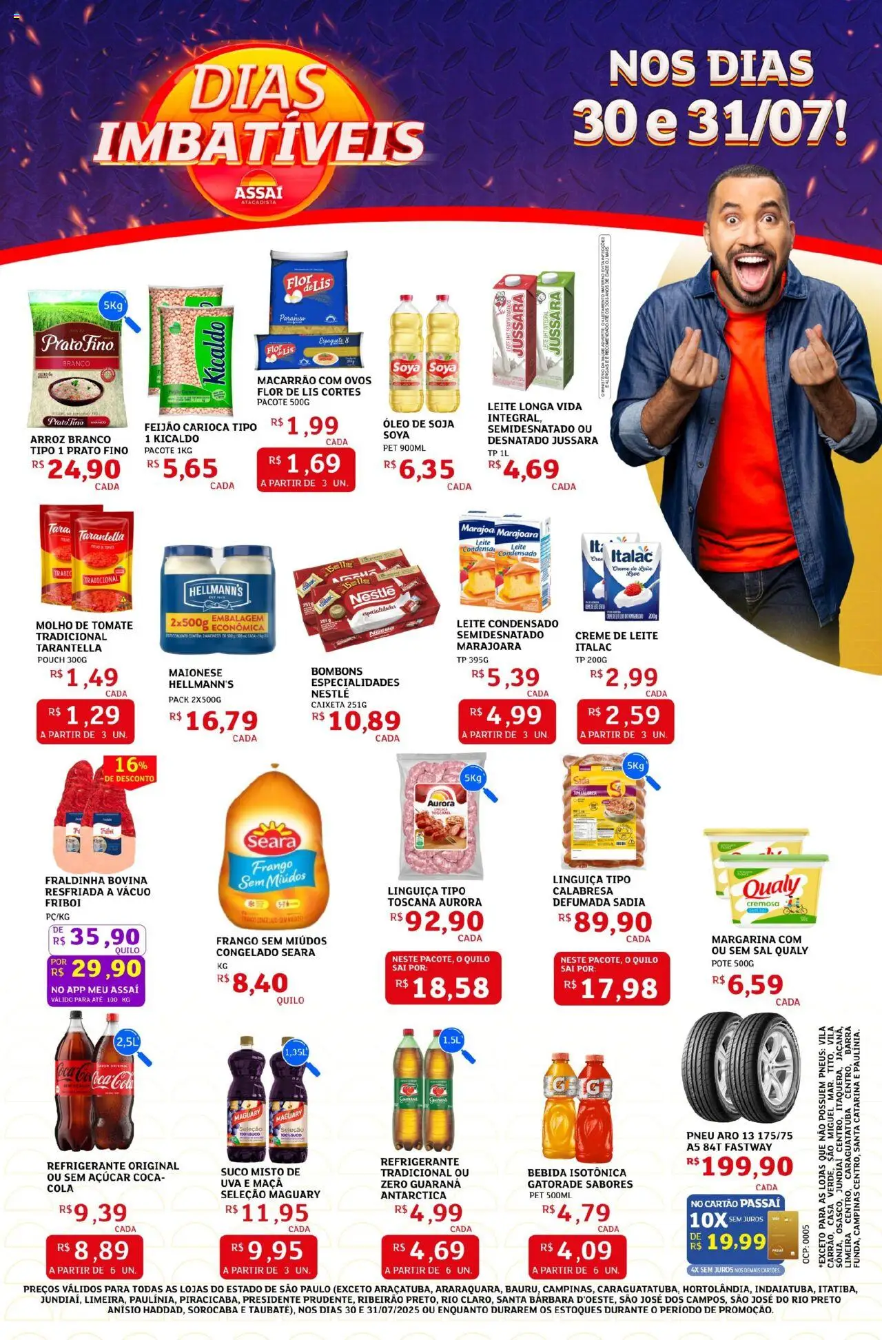 Assaí Atacadista Folheto - válido de 30.07.2025 | Página: 1 | Produtos: Cola, Macarrão, Creme de leite, Soja