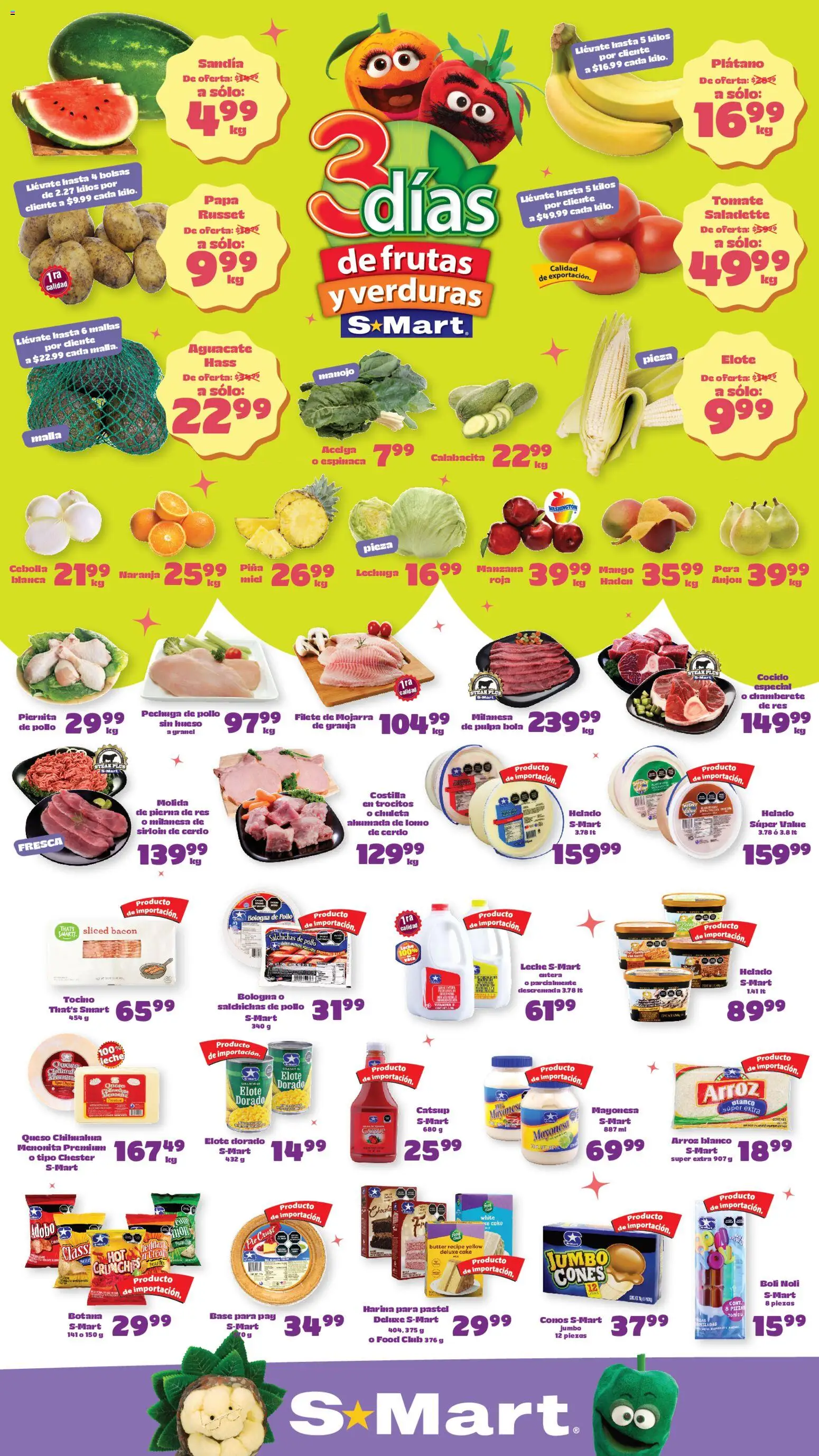 Nuevas ofertas de S-Mart válidas en toda la República Mexicana desde el 28.04.2026. ¡Encuentra las mejores ofertas en S-Mart folleto Chihuahua! | Página: 1 | Productos: Plátano, Papa, Manzana, Arroz