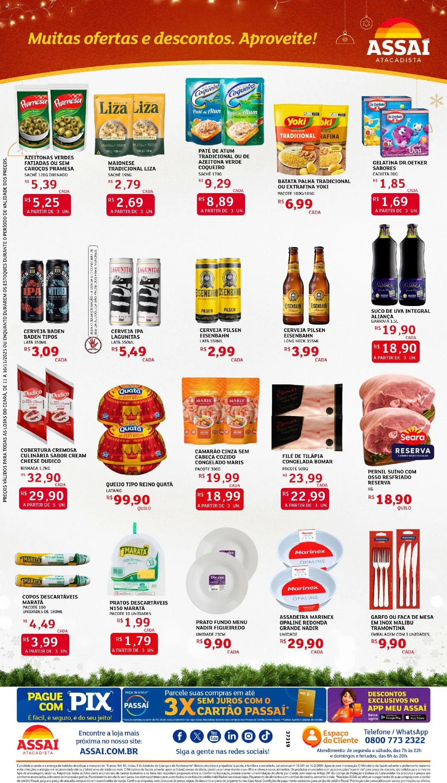 Assaí Atacadista Folheto - válido de 11.11.2025 | Página: 2 | Produtos: Camarão, Tilápia, Copos descartáveis, Base