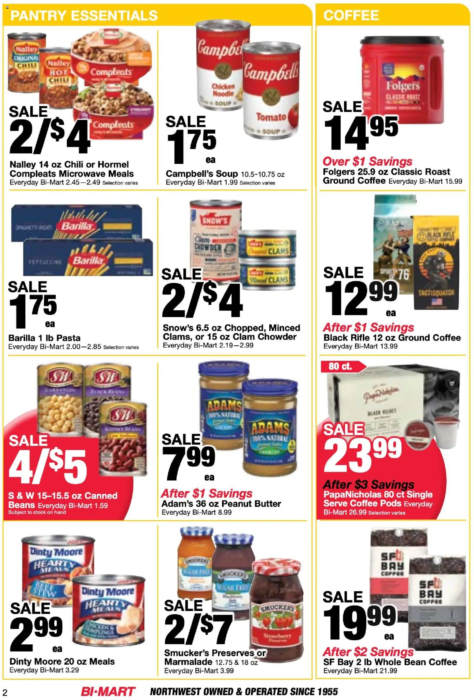 Bi-Mart Membership Savings Book - valid from 10.03.2026 | Page: 2 | Products: Butter, Microwave, Pasta, Rifle