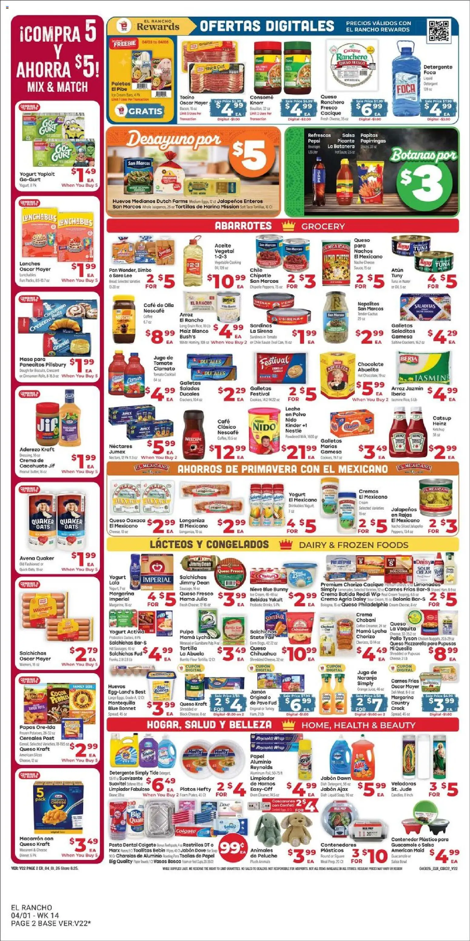 El Rancho Weekly Ad - valid from 01.04.2026 | Page: 2 | Products: Probiotics, Butter, Yogurt, Ketchup