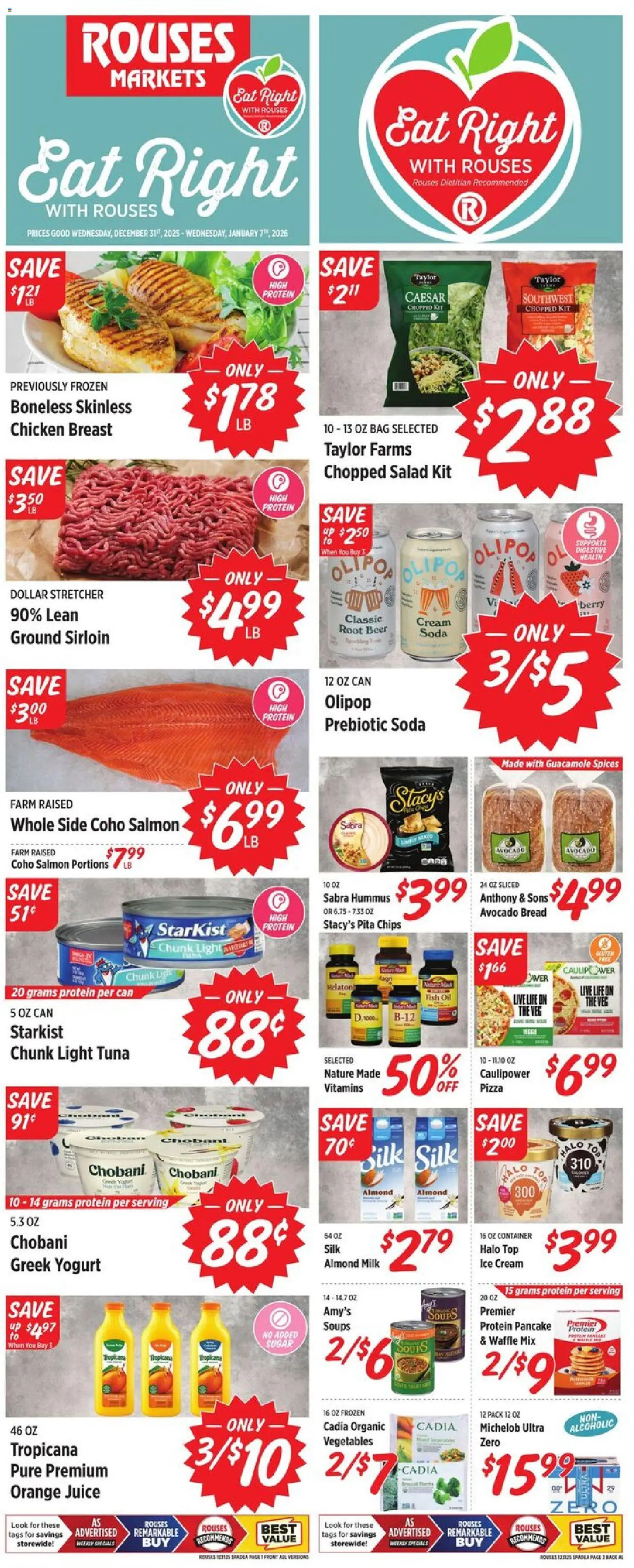 Rouses Weekly Ad - AL - valid from 31.12.2025 | Page: 1 | Products: Fish, Ice cream, Avocado, Sugar