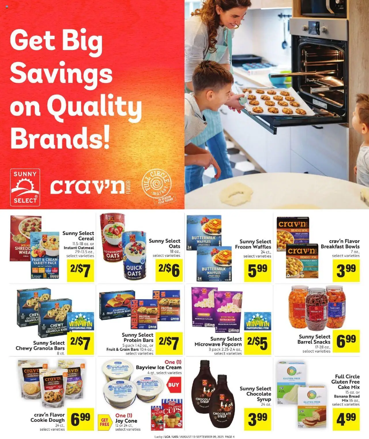 Lucky Supermarkets Save Even More - valid from 13.08.2025 | Page: 4 | Products: Butter, Chips, Cream, Ice cream