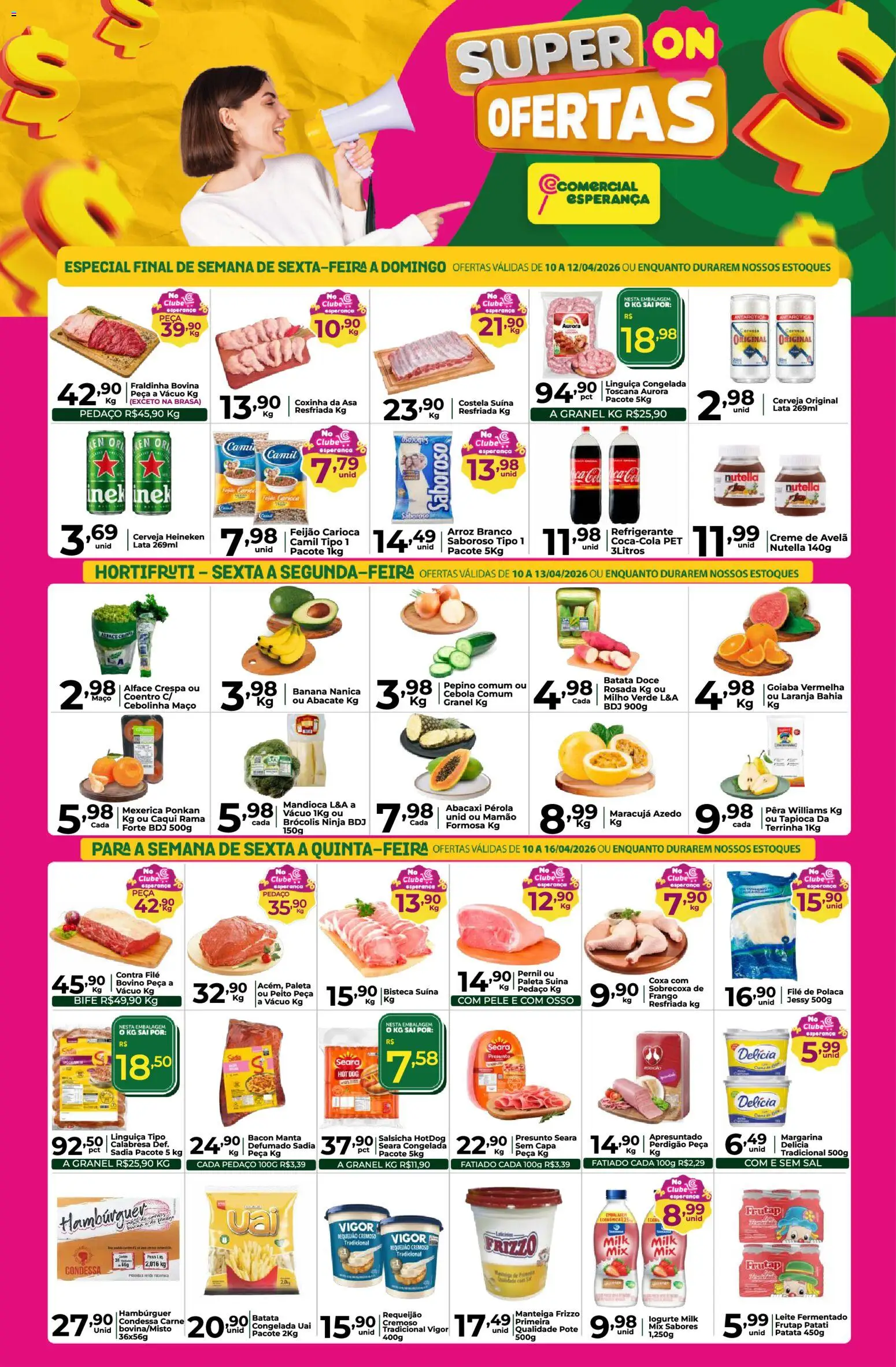Comercial Esperança Folheto - válido de 10.04.2026 | Página: 1 | Produtos: Goiaba, Pera, Brócolis, Frango