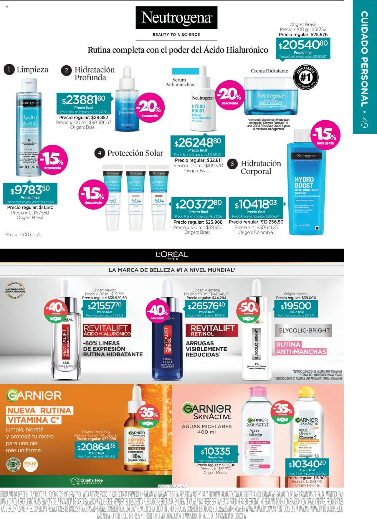 Farmacity catálogo │ válido desde el 01.08.2025 | Página: 49 | Productos: Banco, Pera, Serum, Crema