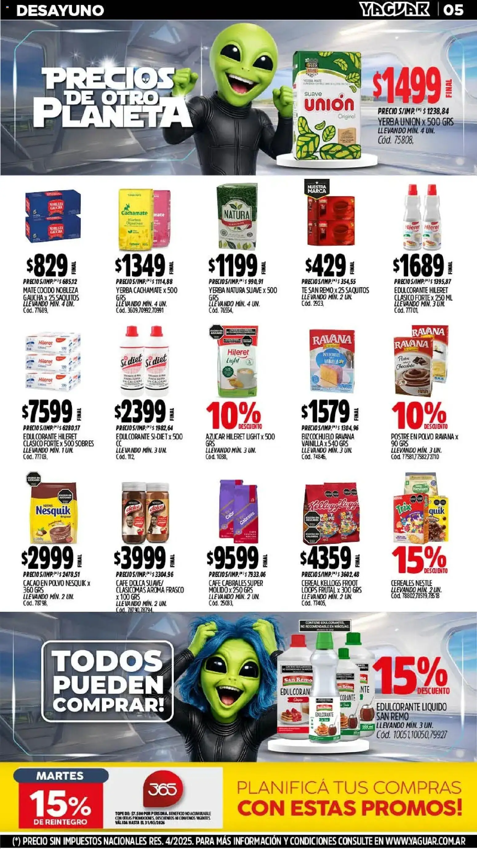 Yaguar - Oferta Semanal Mar del Plata │ válido desde el 02.03.2026 | Página: 5 | Productos: Mate, Chocolate, Té, Cereales