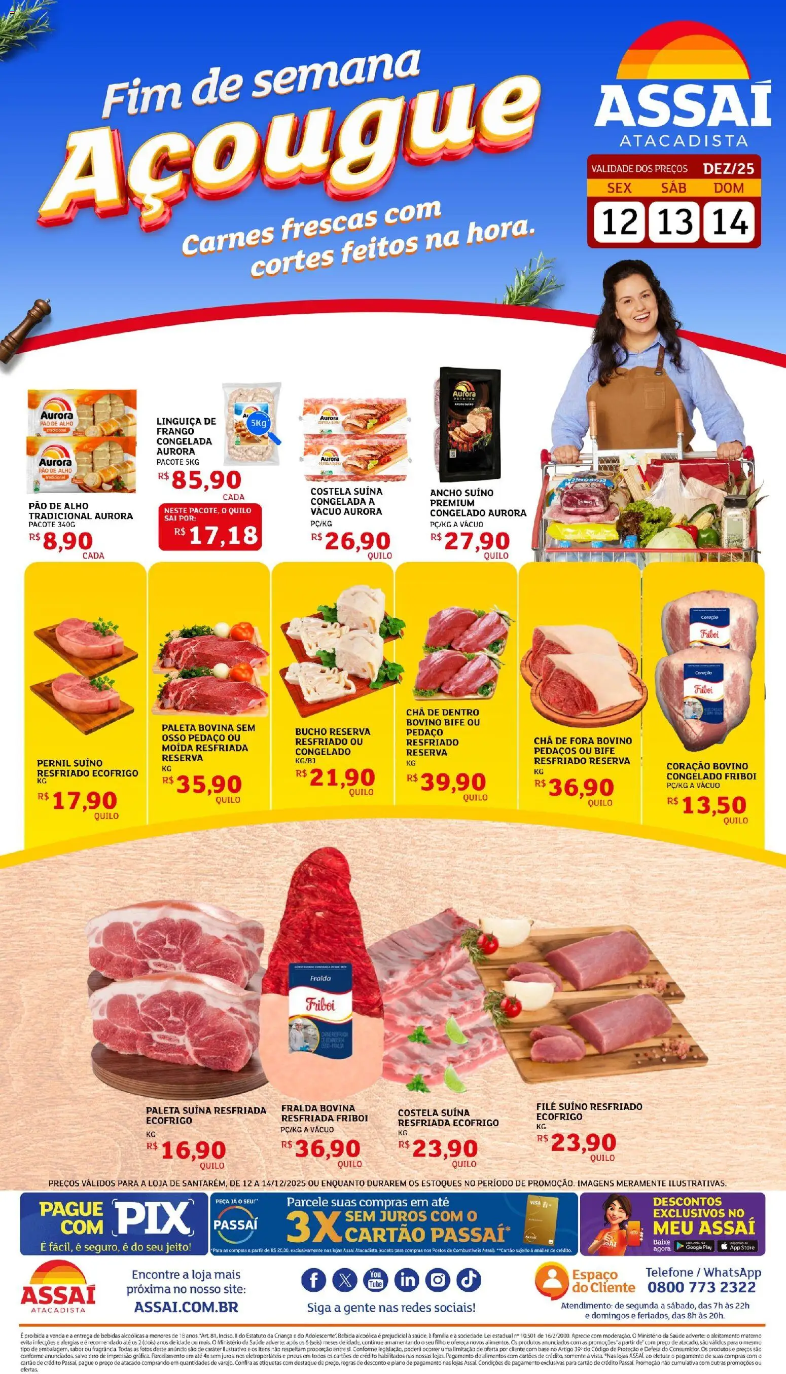 Assaí Atacadista Folheto - válido de 12.12.2025 | Página: 1 | Produtos: Linguiça, Pão, Pneus, Bebida