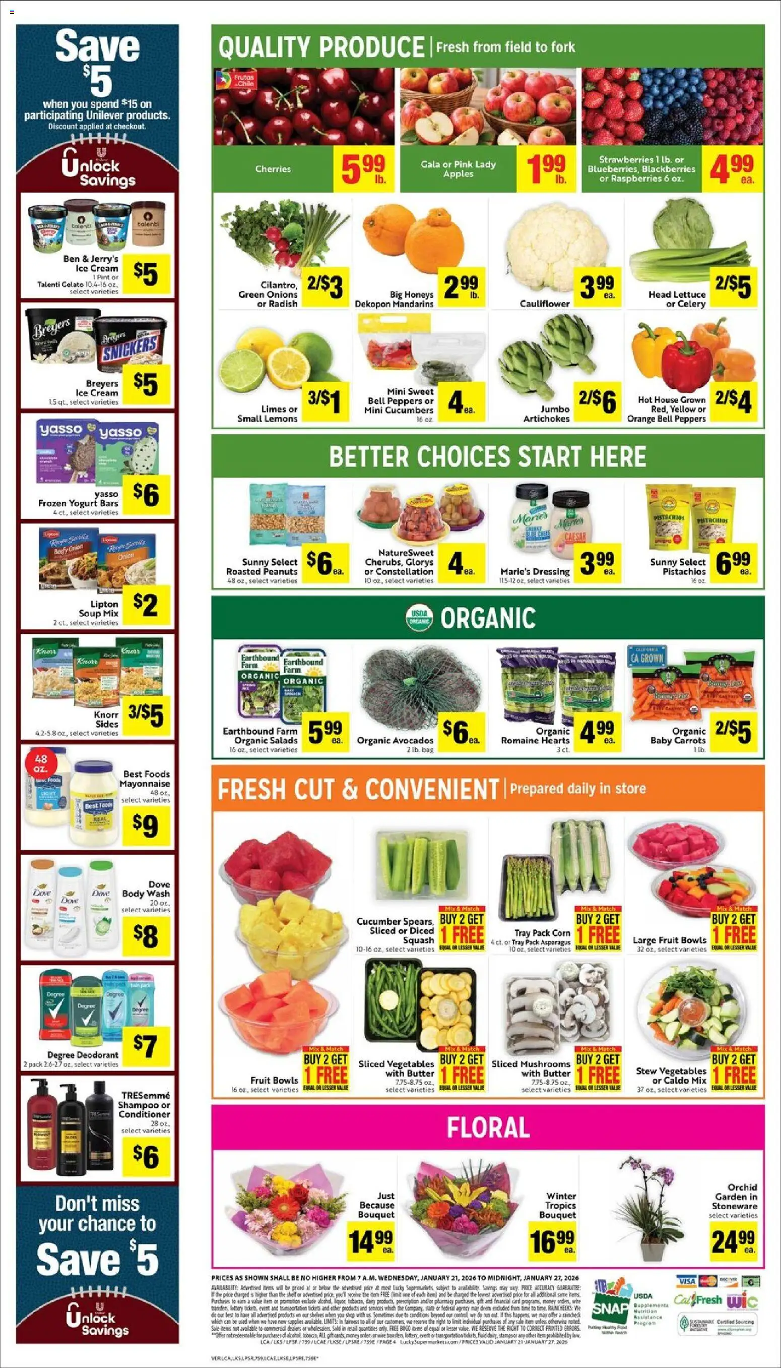 Lucky Supermarkets Weekly - AK - valid from 21.01.2026 | Page: 4 | Products: Conditioner, Deodorant, Strawberries, Bag