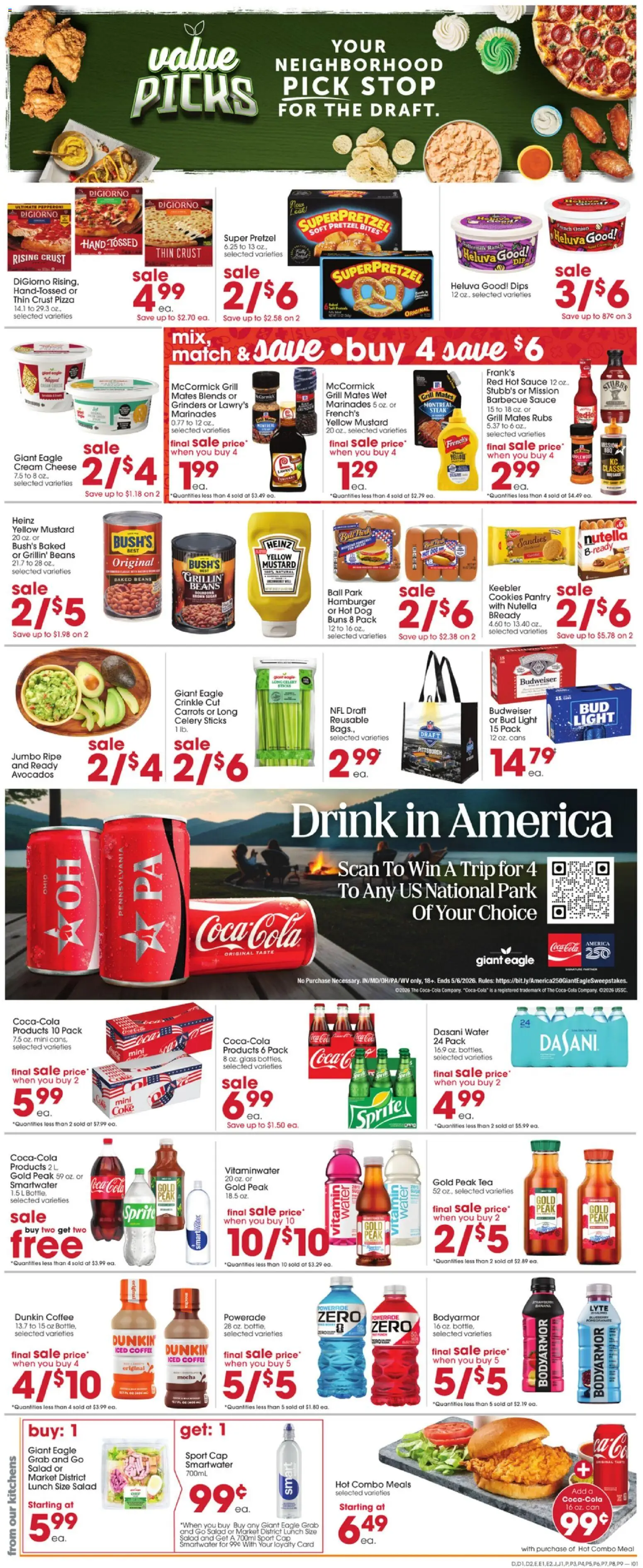 Giant Eagle Weekly Ad - valid from 16.04.2026 | Page: 3 | Products: Pizza, Tea, Water, Sauce