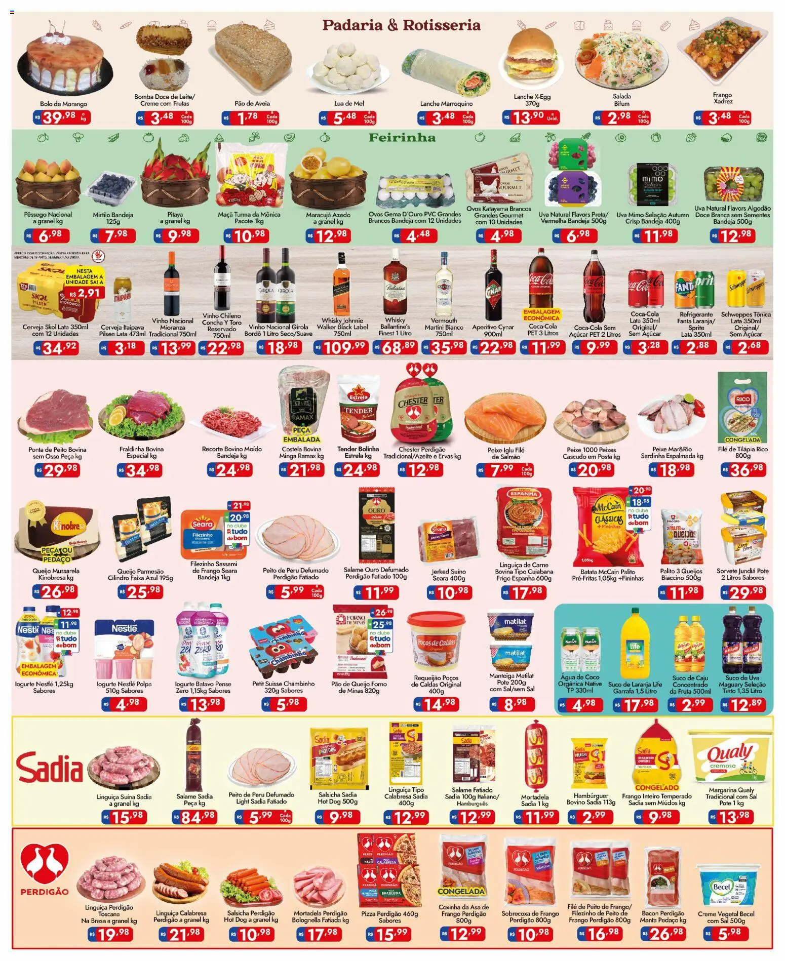 Supermercados Rondon Folheto - válido de 09.01.2026 | Página: 2 | Produtos: Pêssego, Vinho, Mortadela, Margarina