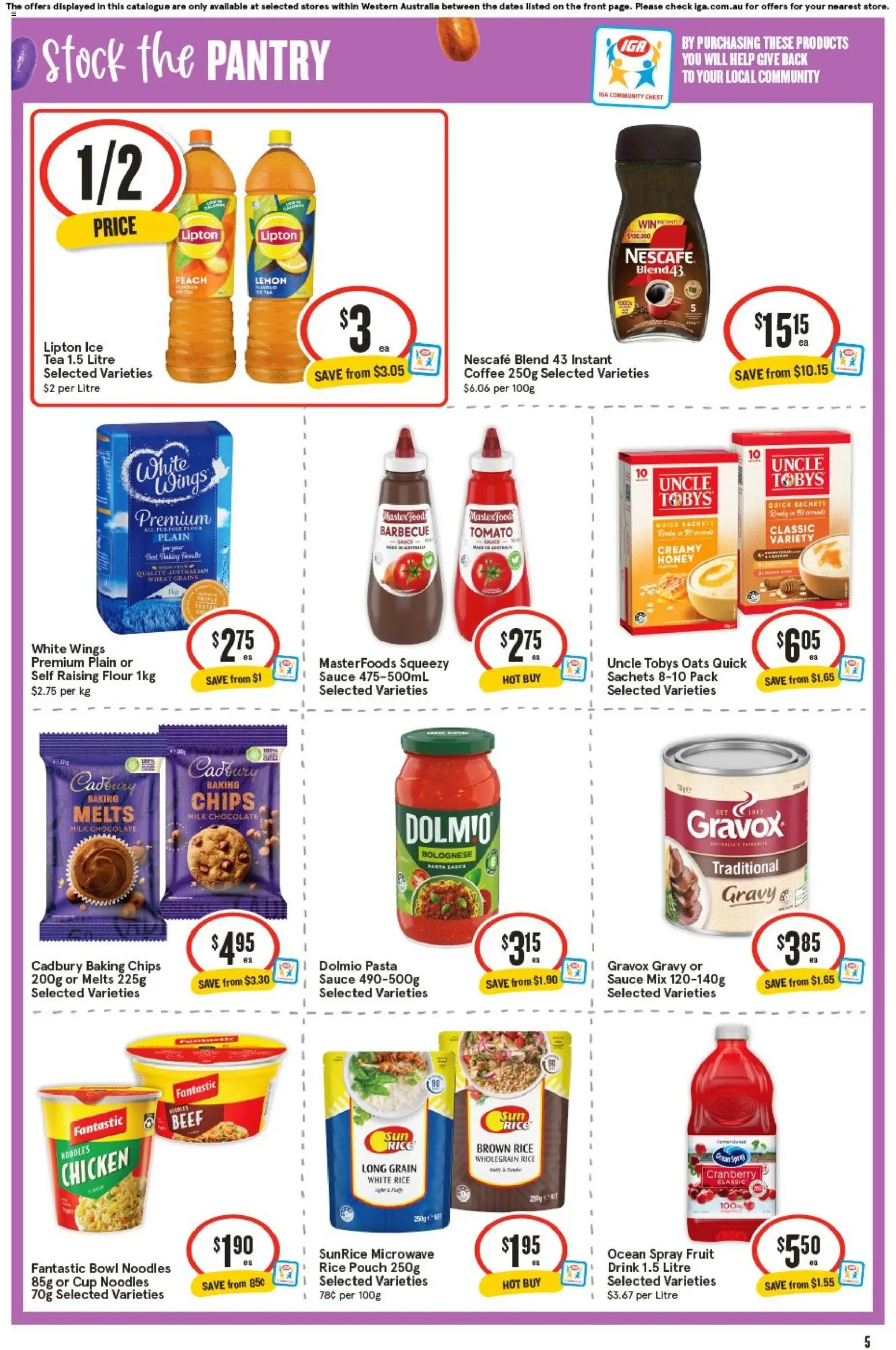 IGA catalogue - valid from 05.04.2026 | Page: 5 | Products: Chocolate, Rice, Tea, Microwave