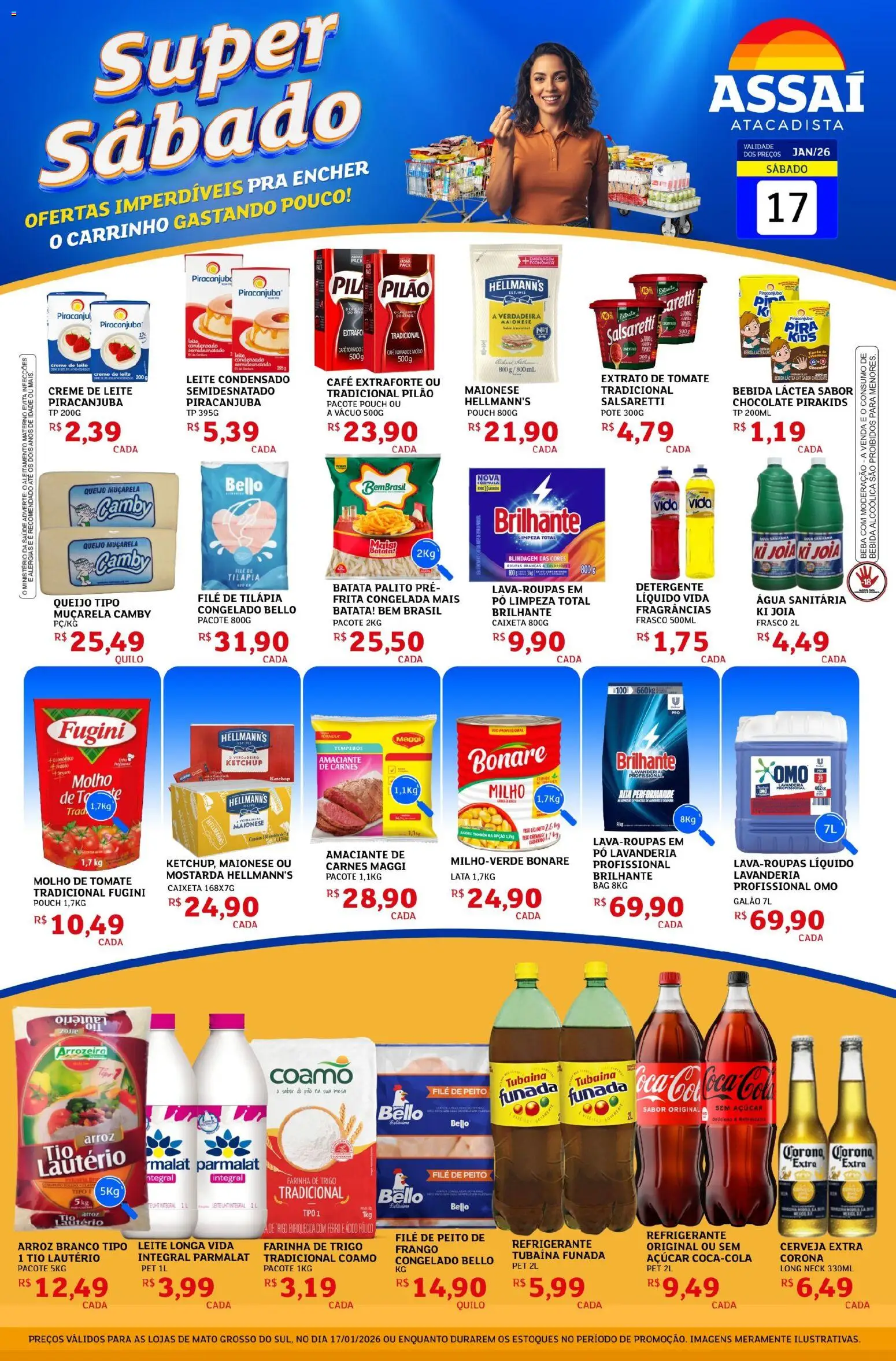 Assaí Atacadista Folheto - válido de 17.01.2026 | Página: 1 | Produtos: Molho de tomate, Detergente, Mesa, Cerveja