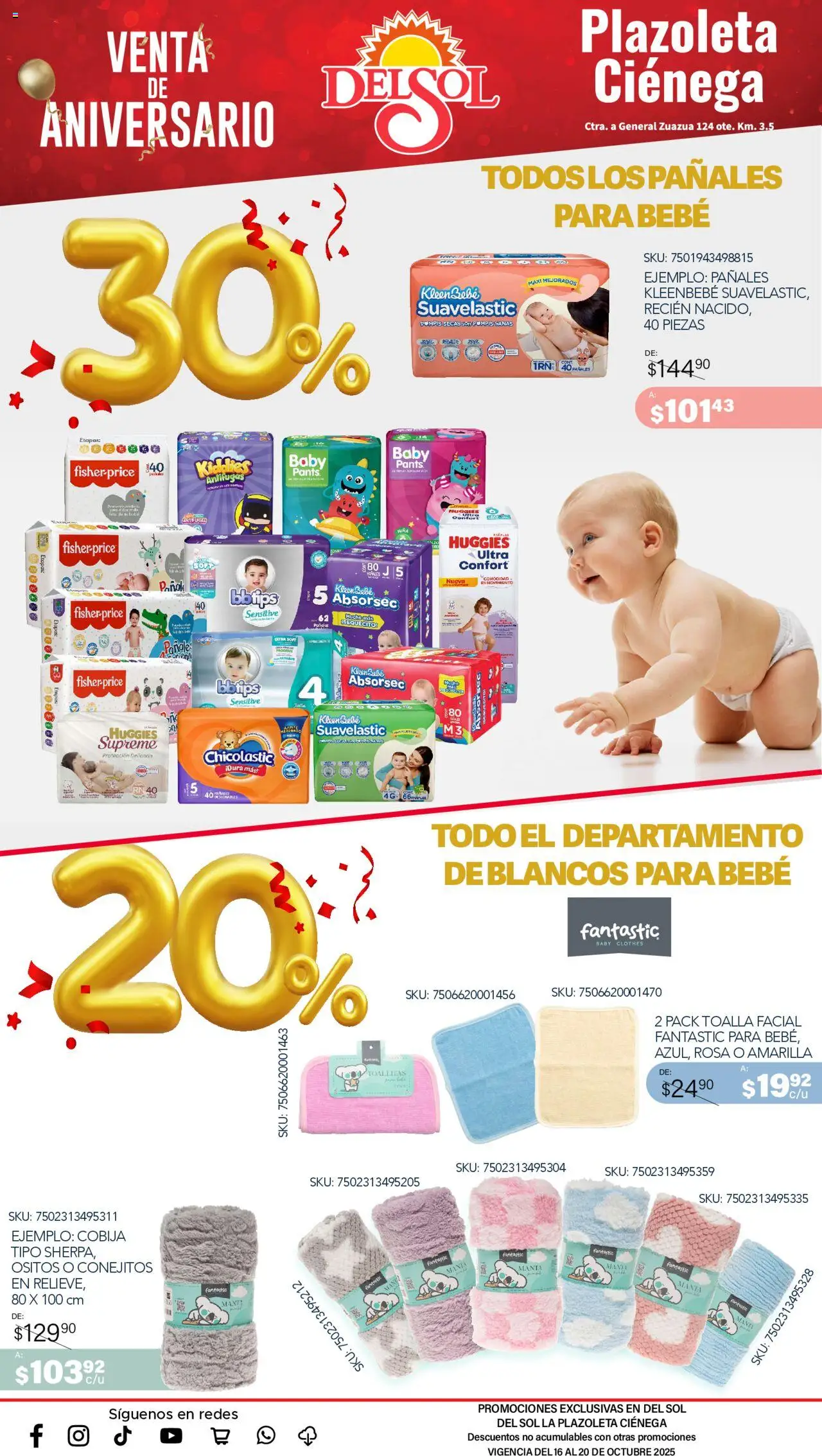 Nuevas ofertas de Del Sol y Woolworth válidas en toda la República Mexicana desde el 16.10.2025. ¡Encuentra las mejores ofertas en Del Sol y Woolworth - Catálogo Aniversario Apertura Del Sol Ciénega! | Página: 18 | Productos: Pañales, Toalla, Cobija, Pants