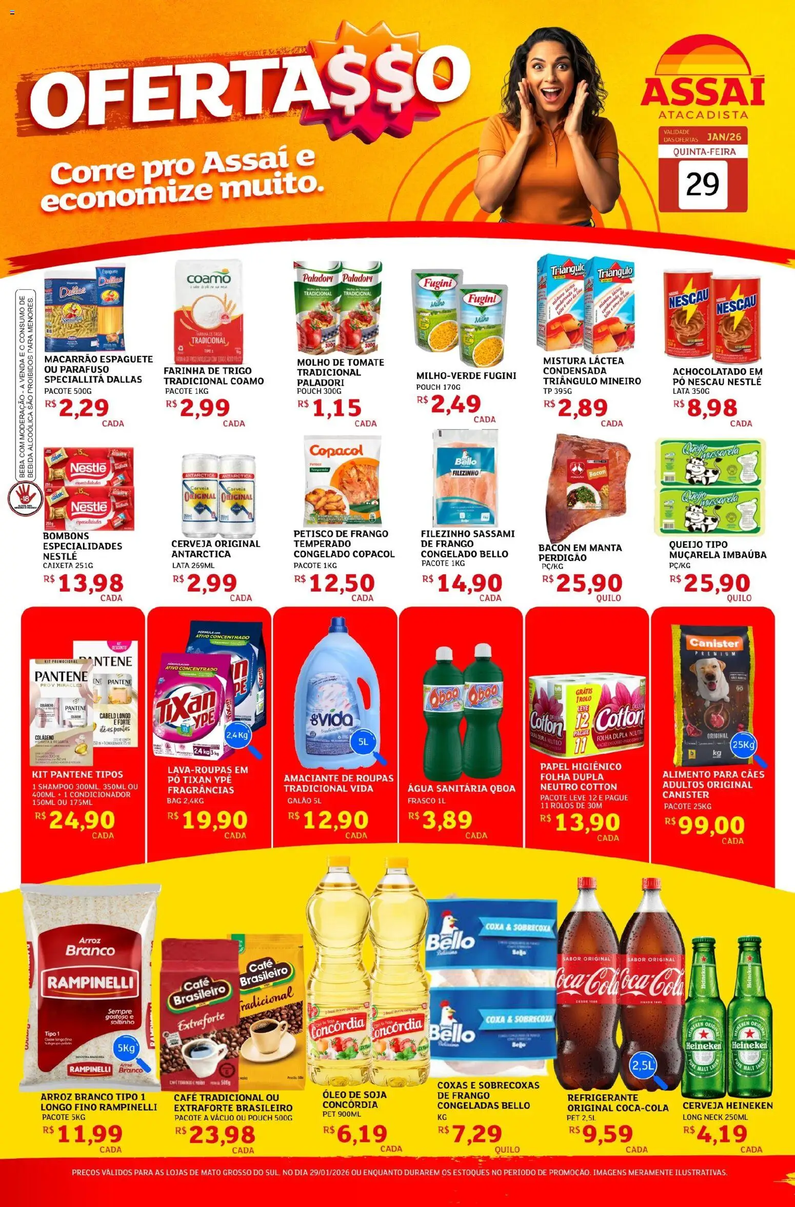 Assaí Atacadista Folheto - válido de 29.01.2026 | Página: 1 | Produtos: Espaguete, Molho de tomate, Refrigerante, Canela
