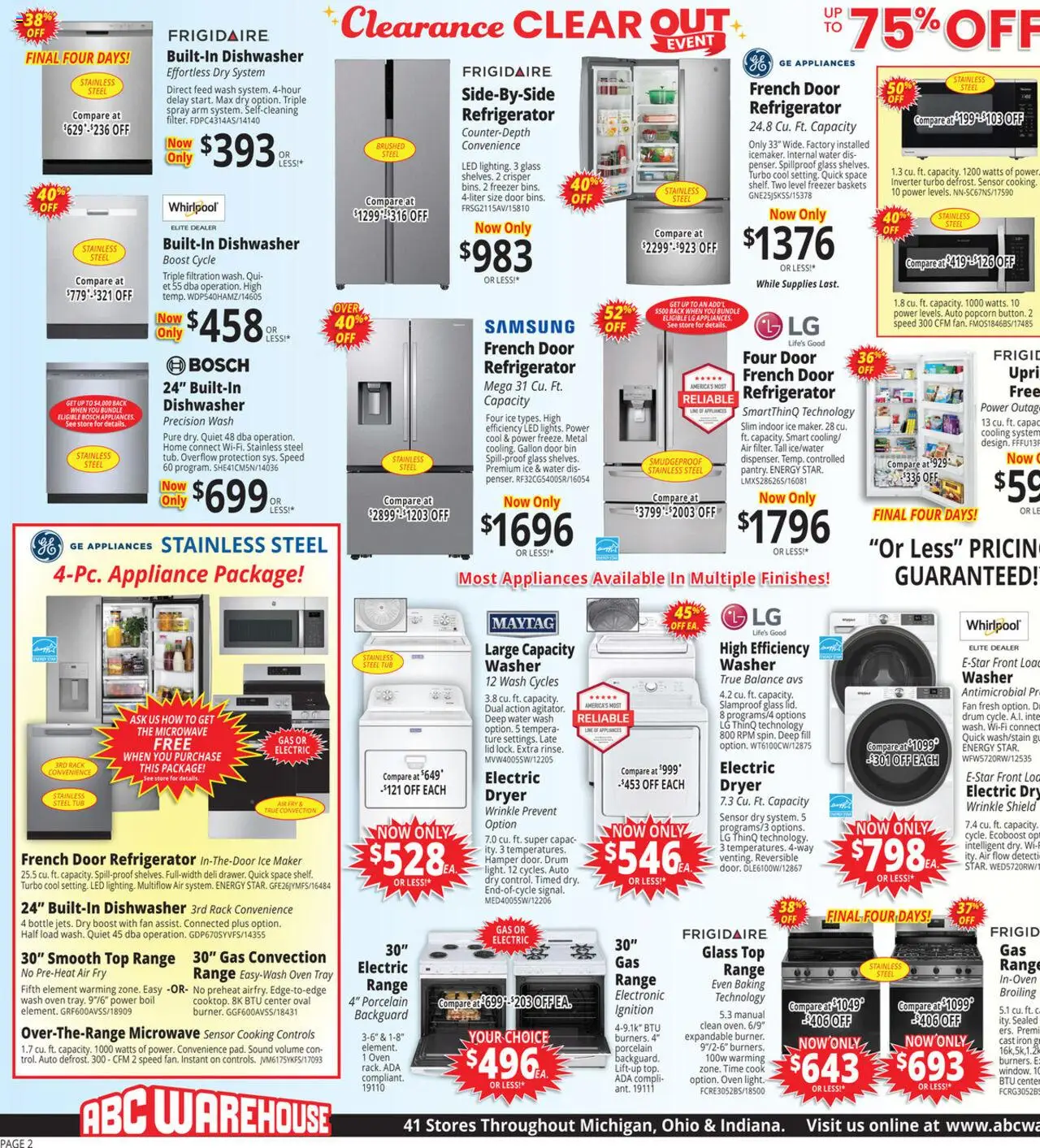ABC Warehouse Weekly Ad - valid from 03.08.2025 | Page: 2 | Products: Sensor, Refrigerator, Oven, Fan