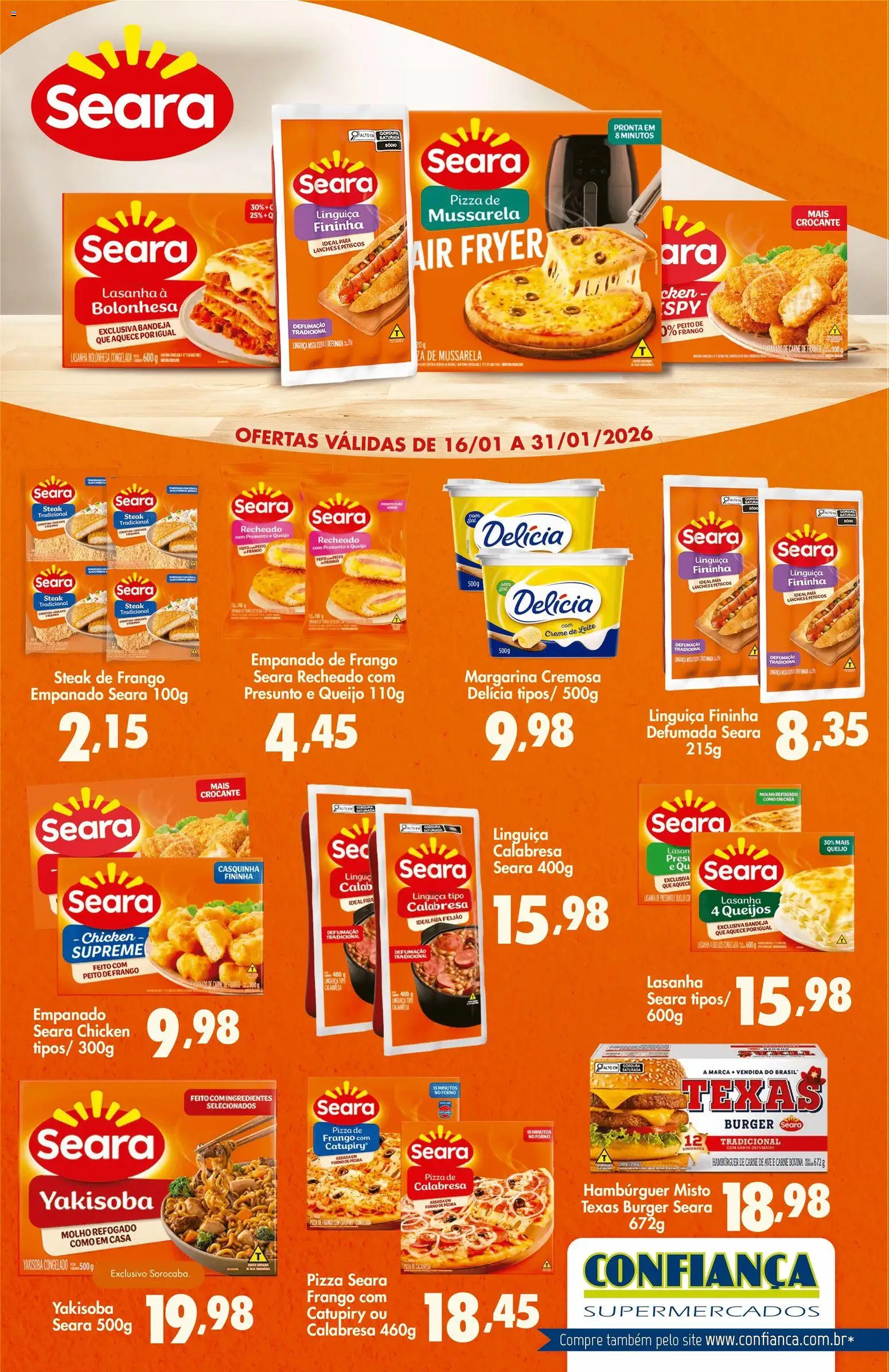 Confiança Folheto - válido de 16.01.2026 | Página: 1 | Produtos: Feijão, Queijo, Carne, Catupiry